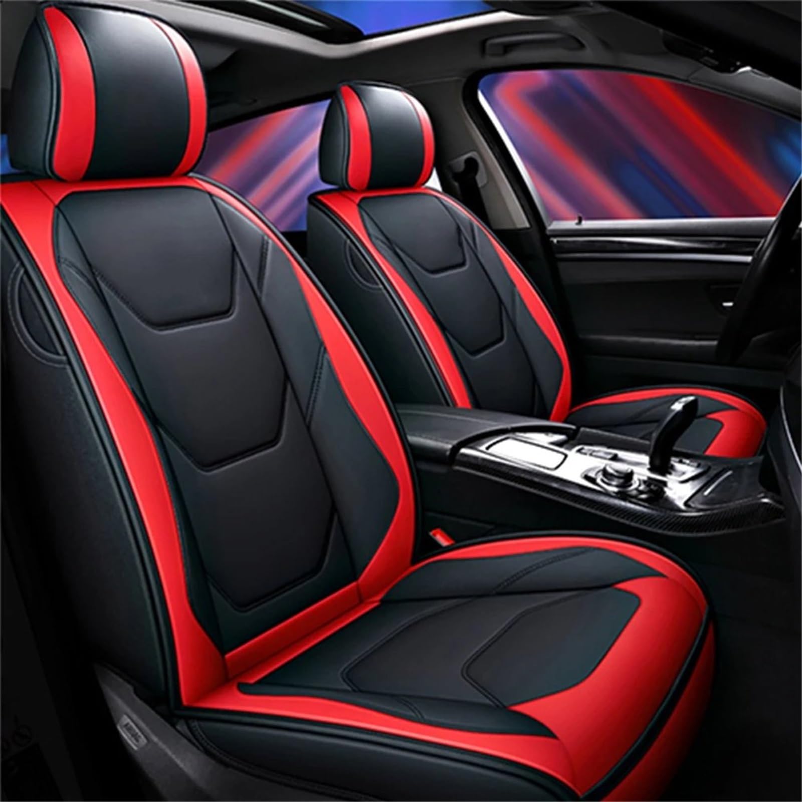 Kompatibel Mit Nissan Für Leaf Für Teana Für Tiida Autositzbezüge, Sitzkissenbezug, Autositz-Schutzpolster, Auto-Sitzbezug Vorne Und Hinten Autositz Sitzauflagen(Red,Front) von NNBINK
