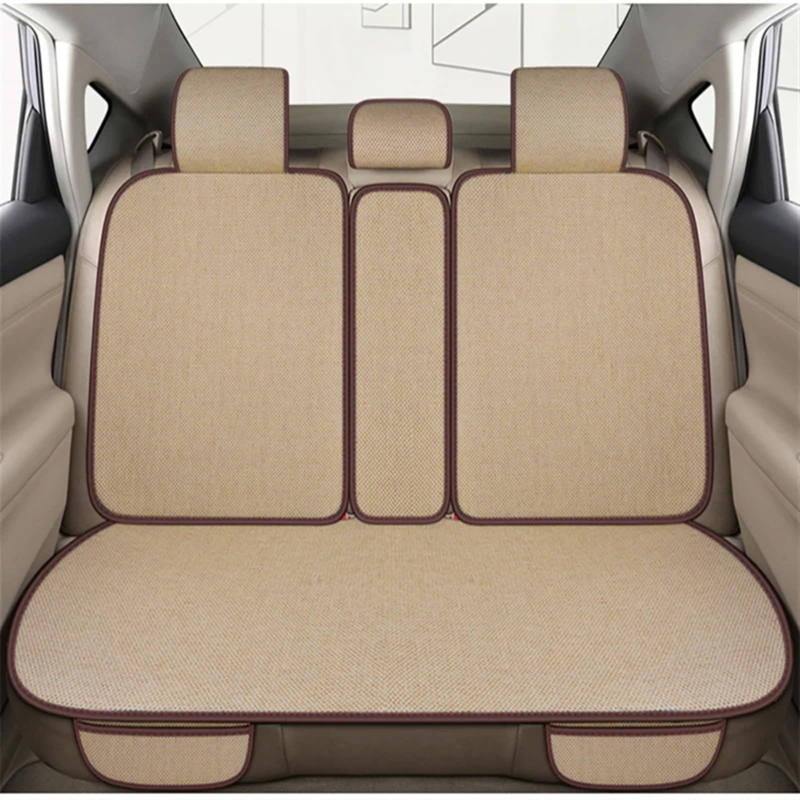 NNBINK Autositz Four Seasons Universal-Sitzbezug-Matte Automobil-Innenraum-Autositz-Schutzpolster Auto-Vorder-/Rücksitzbezug Autositz Sitzauflagen(Beige,Rear) von NNBINK