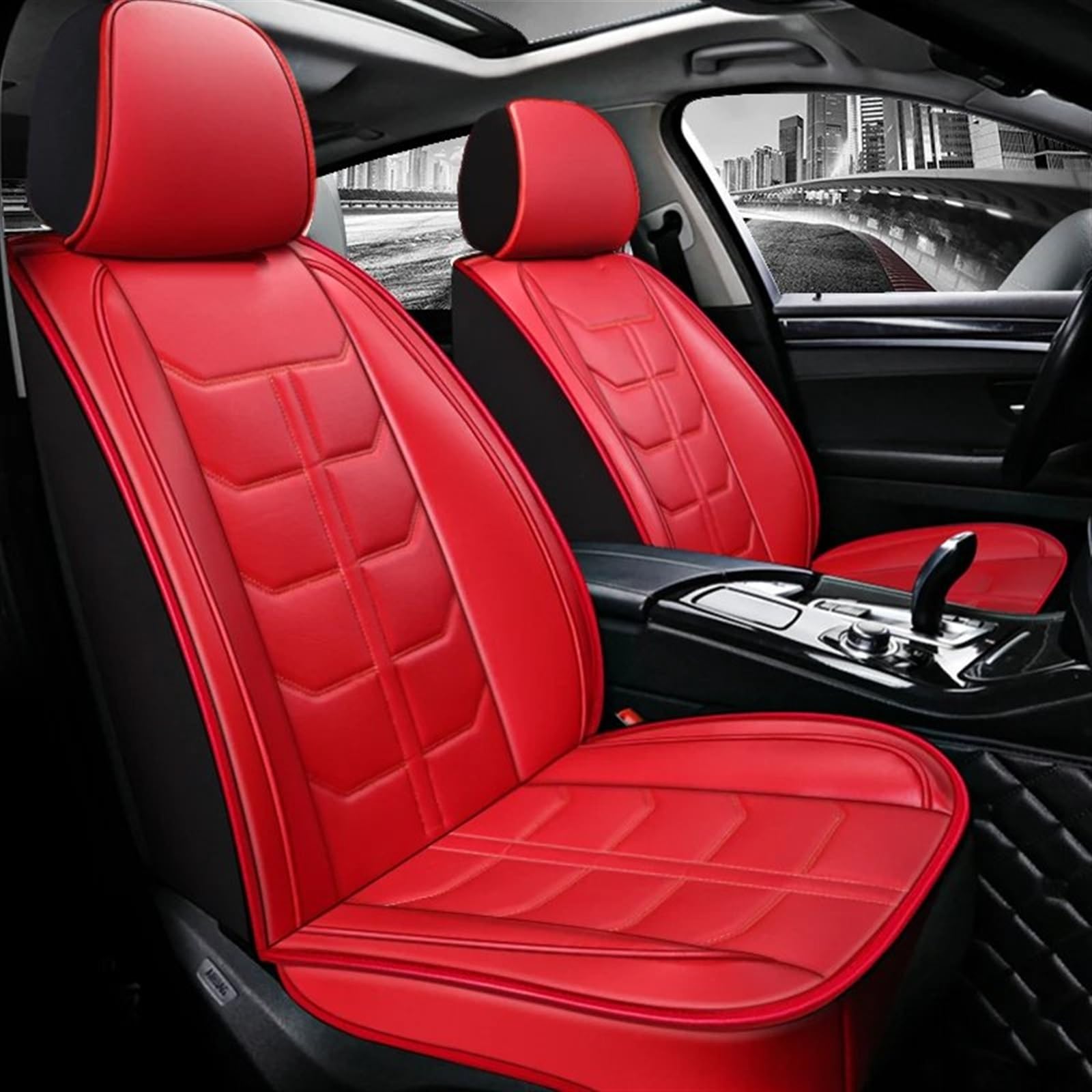 NNBINK Kompatibel Mit Benz Car Komplettset Sitzschutz Kissenpolster Autositz Four Seasons Universal Autositz Autositzkissen Sitzbezug Autositz Sitzauflagen(Red) von NNBINK