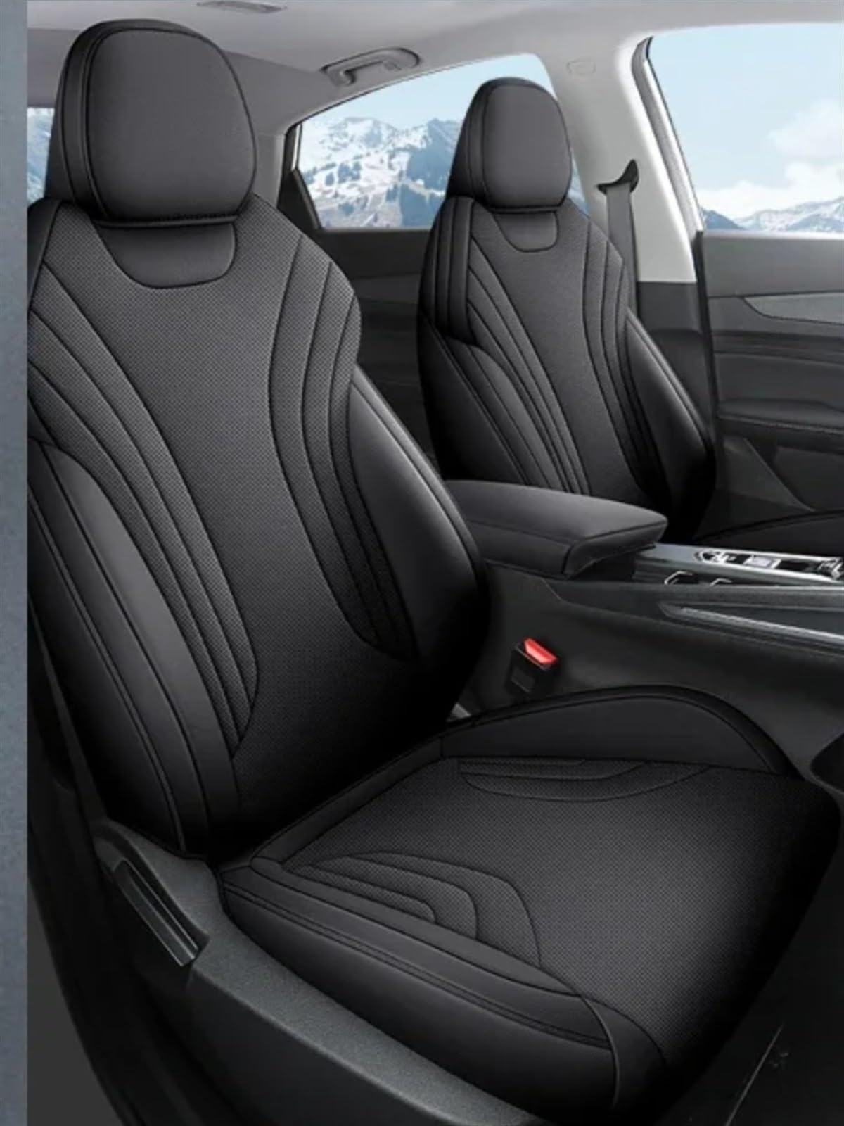 NNBINK Kompatibel Mit Geely Für Coolray 2023 2024 Autositzbezug, Ganzjahres-Kissen, Sitzbezug, Zubehör, Auto-Komplettset, Sitzschutz, Kissenpolster Autositz Sitzauflagen(Black) von NNBINK