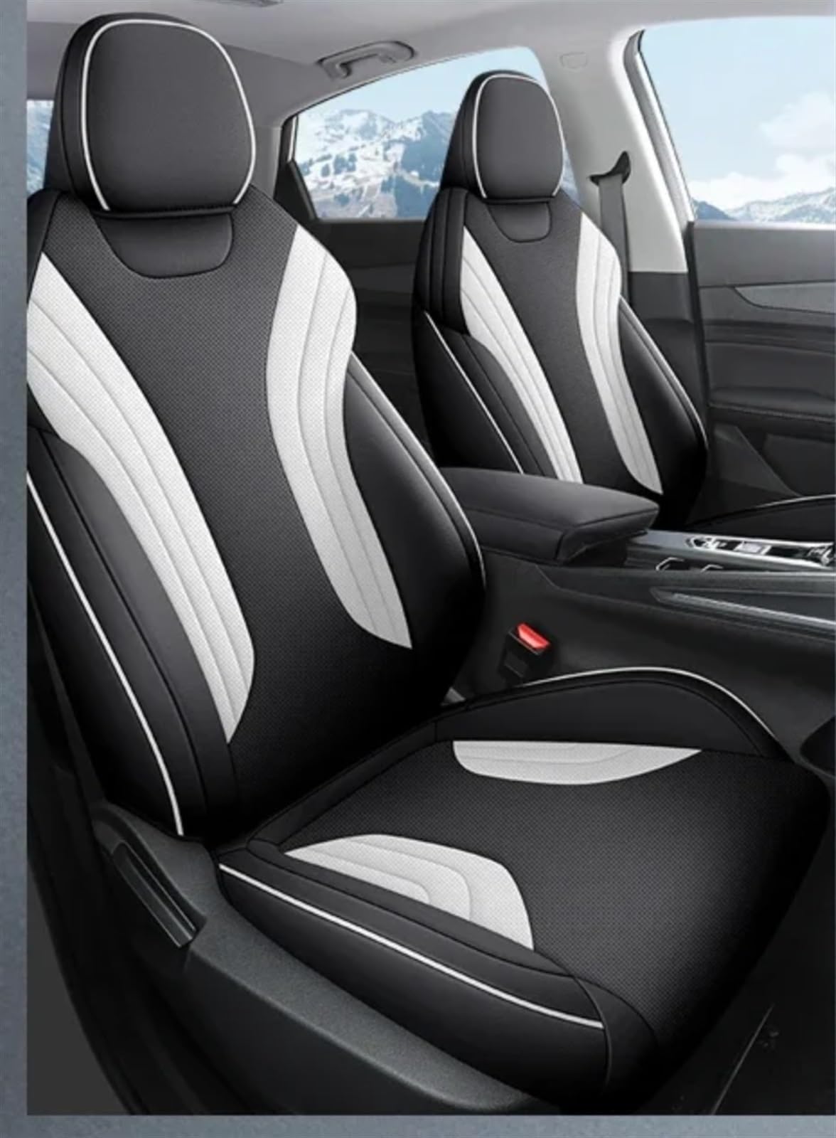 NNBINK Kompatibel Mit Geely Für Coolray 2023 2024 Autositzbezug, Ganzjahres-Kissen, Sitzbezug, Zubehör, Auto-Komplettset, Sitzschutz, Kissenpolster Autositz Sitzauflagen(White) von NNBINK
