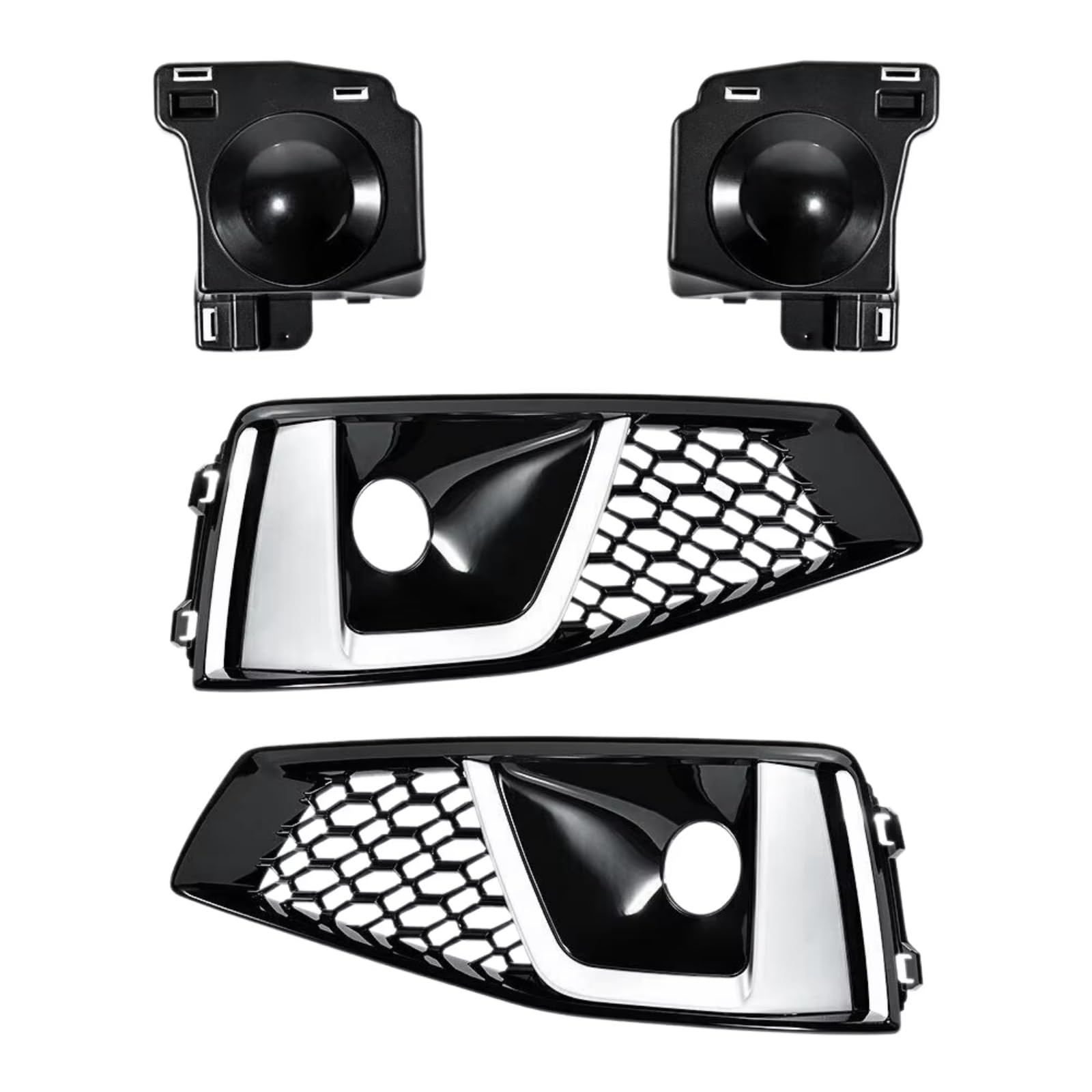 NNBINK Nebelscheinwerfer Grille Kompatibel Mit A4 B9 S4 2019–2020, Frontstoßstangengrill, Nebelscheinwerfer-Lampenabdeckung, Schwarz 8WD807681J 8WD807682J NNBINK Nebelscheinwerfer Grille Kompatibel Mit A4 B9 S4 2019–2020, Frontstoßstangengrill, Nebelscheinwerfer-Lampenabdeckung, Schwarz 8WD807681J 8WD807682J von NNBINK