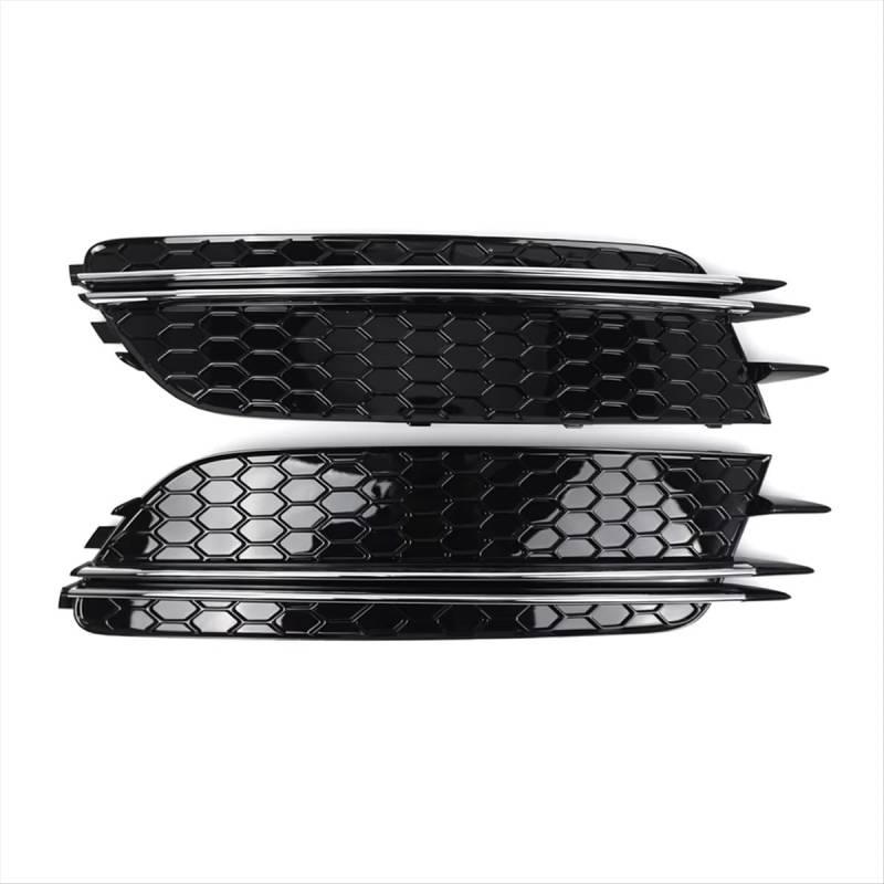 NNBINK Nebelscheinwerfer Grille Kompatibel Mit A6 C7 A7 2012 2013 2014 2015 4G0807681 Auto-Frontstoßstange Links Rechts Nebelscheinwerfer-Grill-Abdeckungsblende Auto-Nebelscheinwerfer-Gitter Chrom von NNBINK