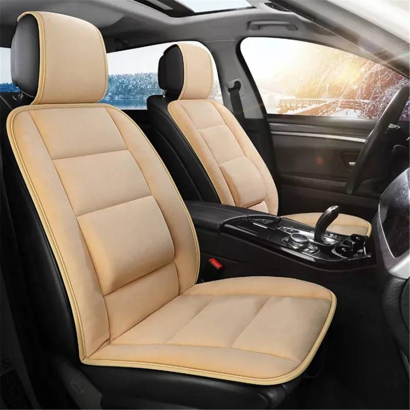 NNBINK Universal Auto Kissen Komfortable Automobil Innen Auto Sitz Schutz Pads Zubehör Auto Kissen Auto Vordersitz Abdeckung Autositz Sitzauflagen(Beige,2pc) von NNBINK