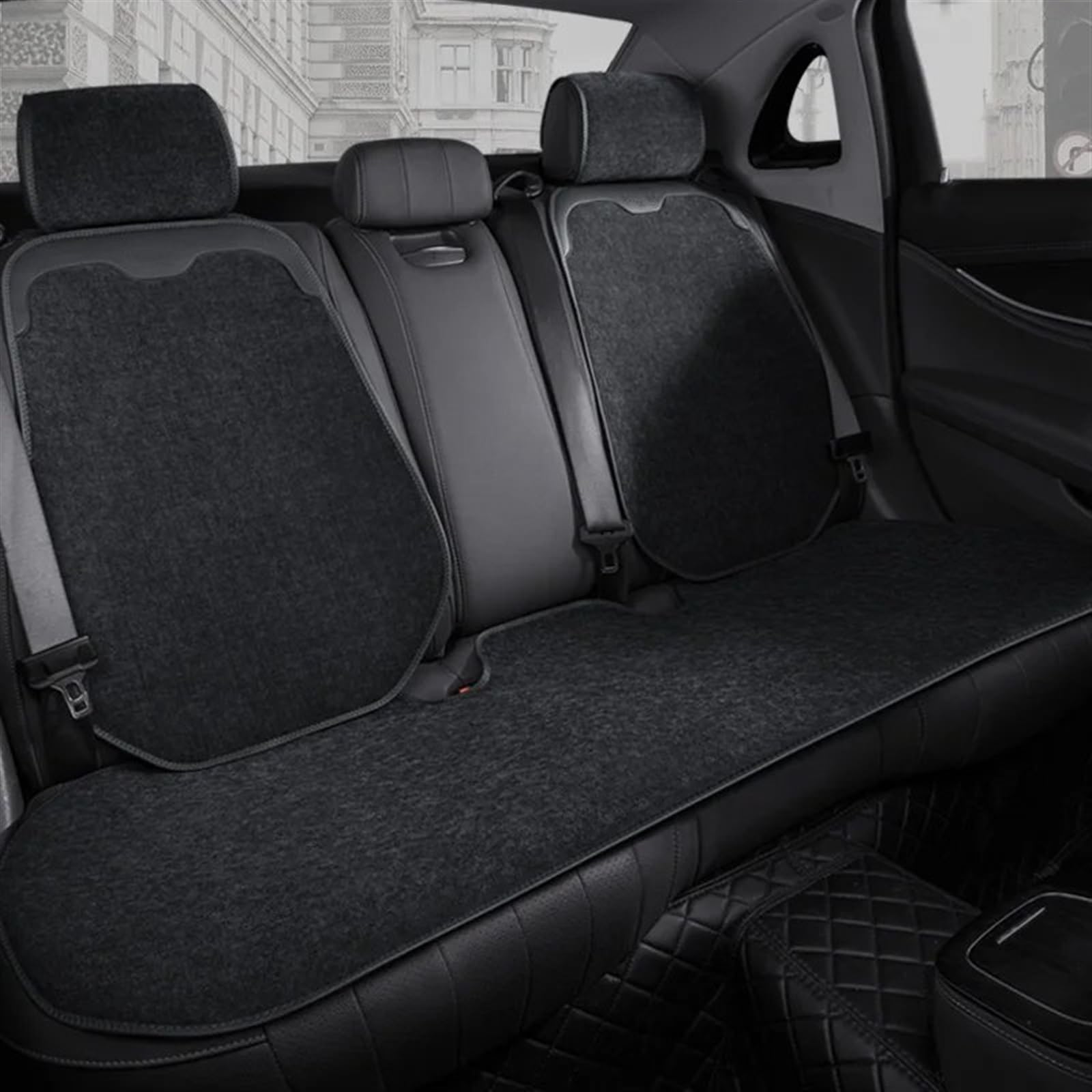 NNBINK Universal Auto Sitzbezüge Auto Kissen Schutz Vorne/Hinten Auto Pads Atmungsaktive Sitz Pad Auto Abdeckungen Automobil Innen Zubehör Autositz Sitzauflagen(Black,C) von NNBINK