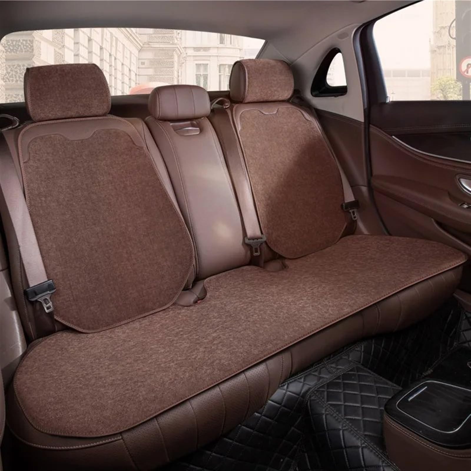 NNBINK Universal Auto Sitzbezüge Auto Kissen Schutz Vorne/Hinten Auto Pads Atmungsaktive Sitz Pad Auto Abdeckungen Automobil Innen Zubehör Autositz Sitzauflagen(Brown,C) von NNBINK