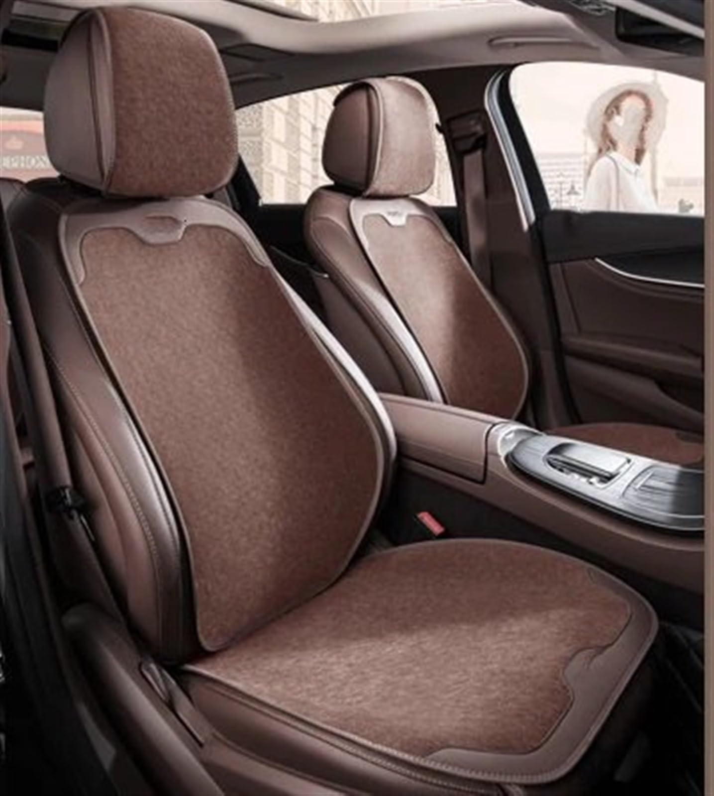 NNBINK Universal Auto Sitzbezüge Auto Kissen Schutz Vorne/Hinten Auto Pads Atmungsaktive Sitz Pad Auto Abdeckungen Automobil Innen Zubehör Autositz Sitzauflagen(Brown,D) von NNBINK