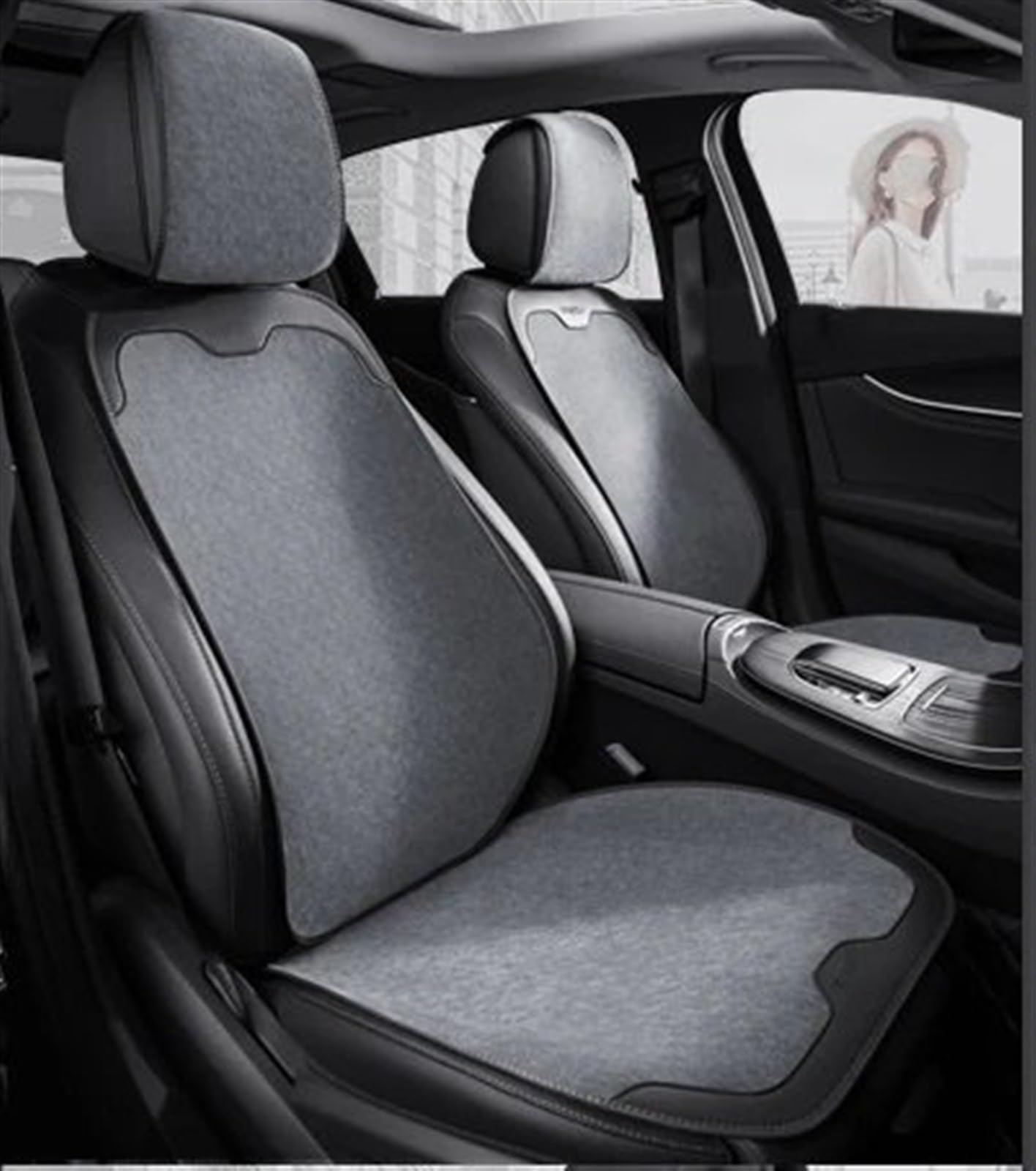 NNBINK Universal Auto Sitzbezüge Auto Kissen Schutz Vorne/Hinten Auto Pads Atmungsaktive Sitz Pad Auto Abdeckungen Automobil Innen Zubehör Autositz Sitzauflagen(Gray,D) von NNBINK