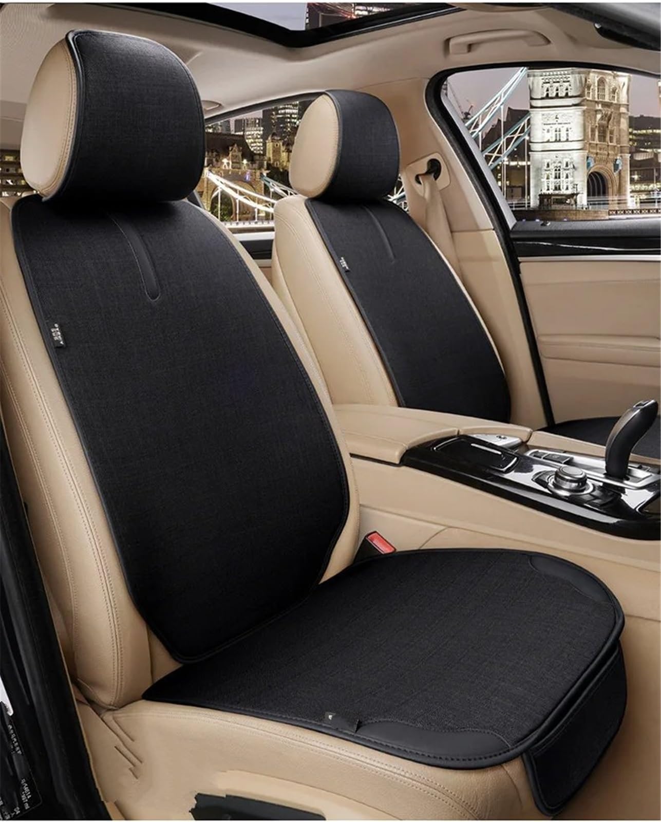 NNBINK Universal Auto Sitzbezug Kissen Automotive Seat Protector Kissen Auto Sitz Pad Auto Vorne Hinten Sitz Abdeckung Automobil Innen Autositz Sitzauflagen(Black,1pc Front) von NNBINK