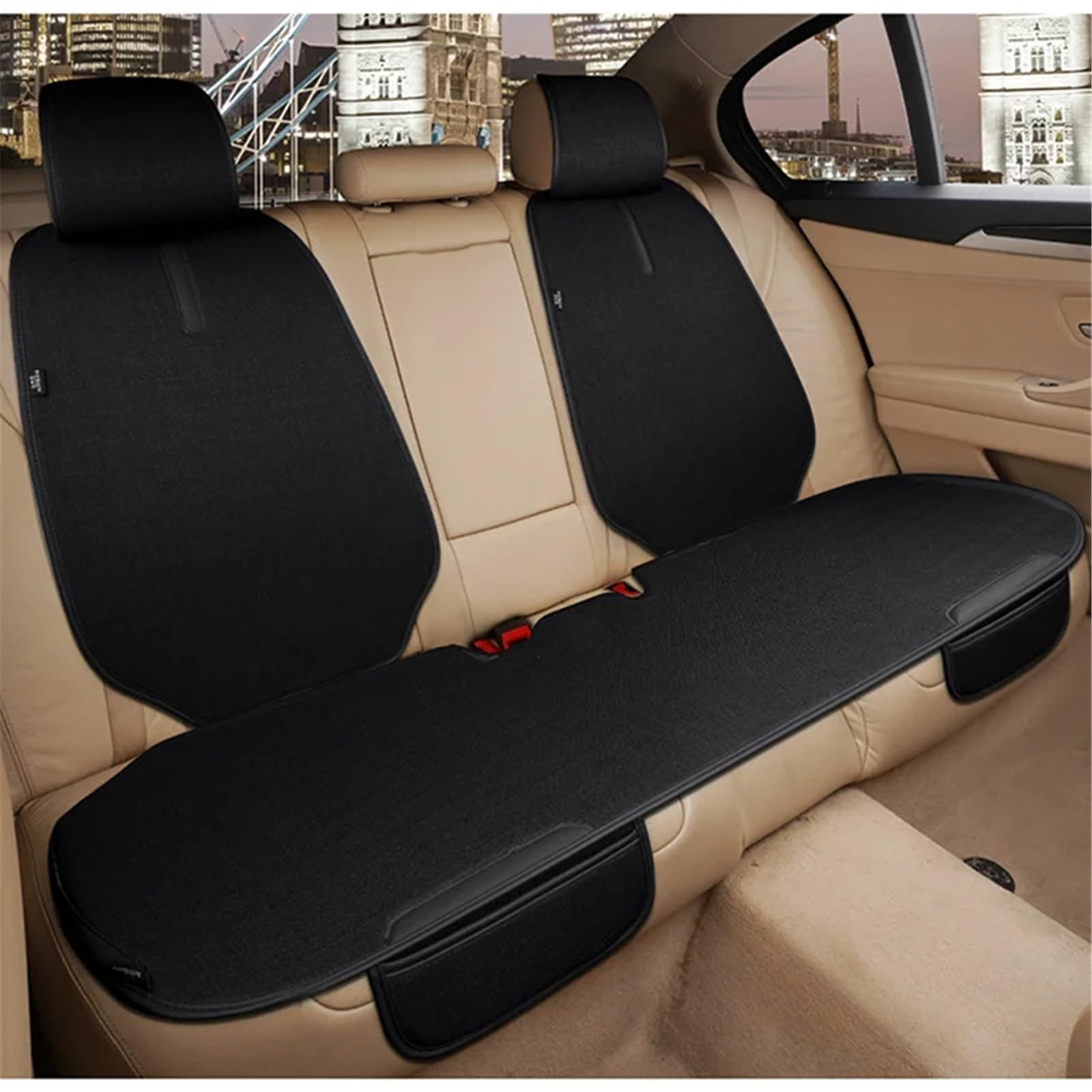 NNBINK Universal Auto Sitzbezug Kissen Automotive Seat Protector Kissen Auto Sitz Pad Auto Vorne Hinten Sitz Abdeckung Automobil Innen Autositz Sitzauflagen(Black,Rear) von NNBINK