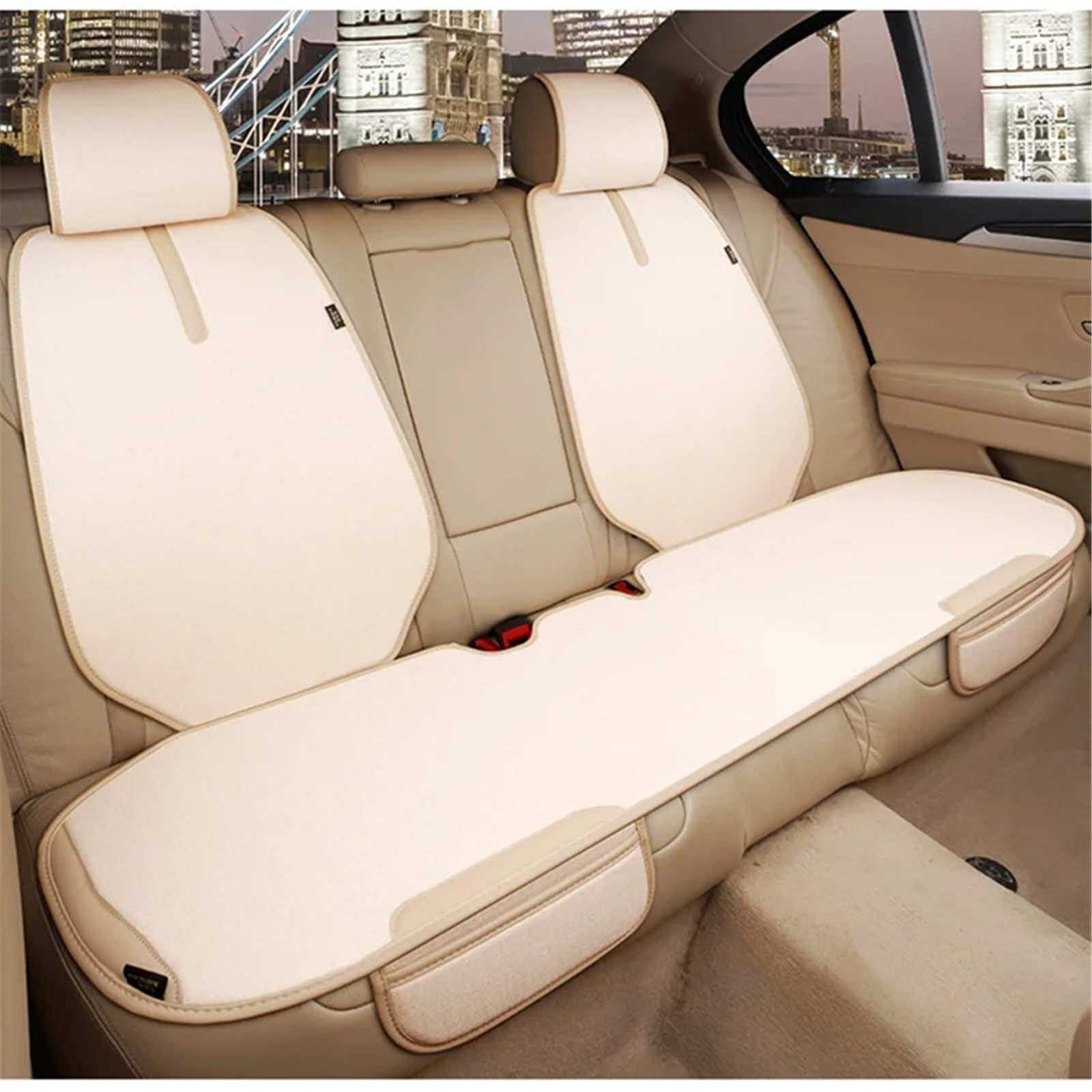 NNBINK Universal Auto Sitzbezug Kissen Automotive Seat Protector Kissen Auto Sitz Pad Auto Vorne Hinten Sitz Abdeckung Automobil Innen Autositz Sitzauflagen(White,Rear) von NNBINK