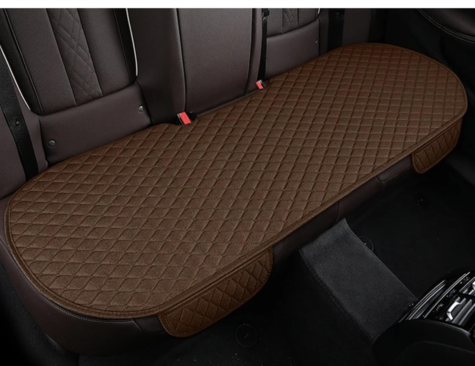 NNBINK Universal Auto Sitzbezug Protector Leinen Vorne Hinten Zurück Kissen Schützen Pad Matte Rückenlehne Für Auto Innen LKW SUV Van Automobil Innen Autositz Sitzauflagen(Brown,1pc Rear pad) von NNBINK