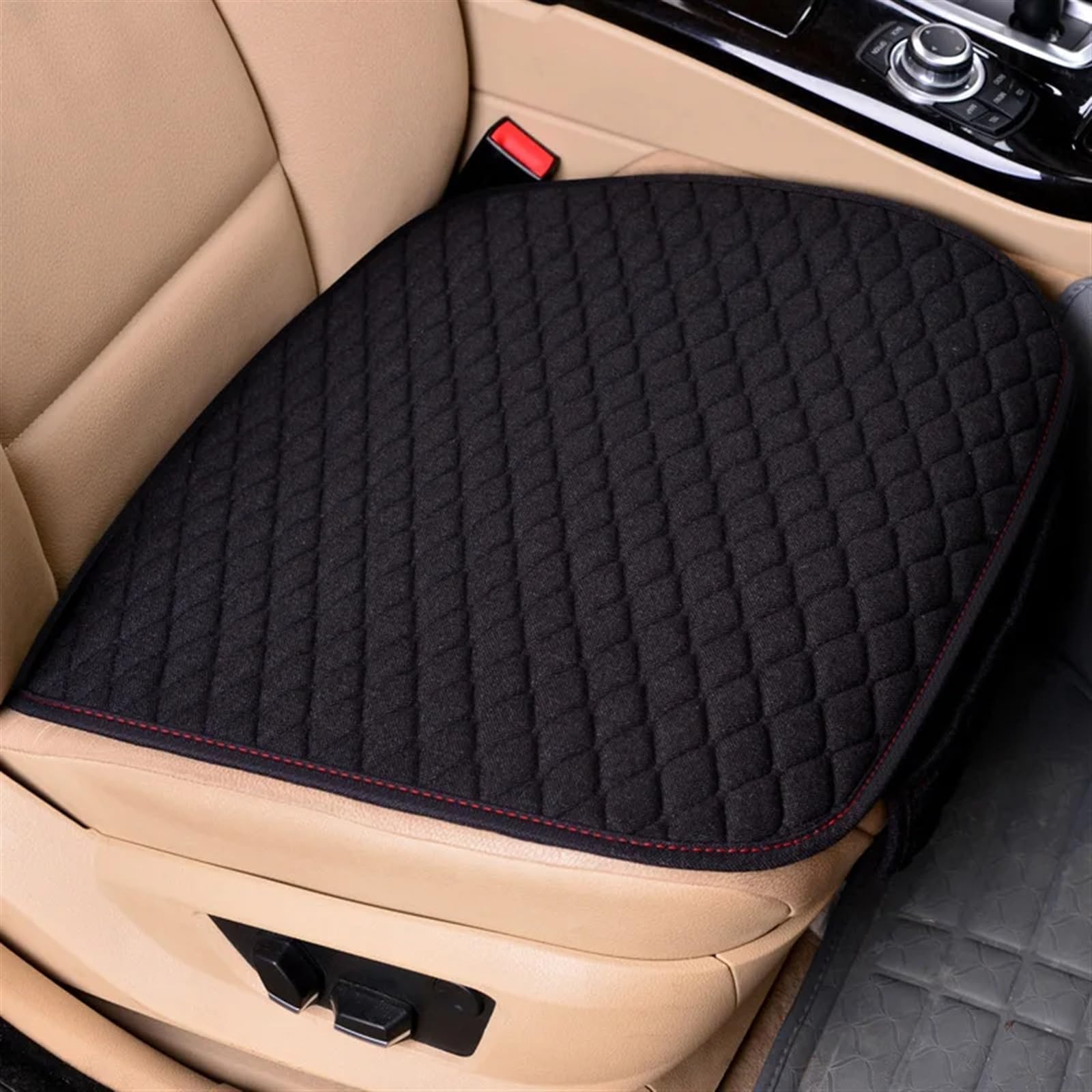 NNBINK Universal Autositzbezug Für Four Seasons Vorne Hinten Kissen Atmungsaktive Schutzmatte Pad Autozubehör Kissen Sitzbezug Autozubehör Autositz Sitzauflagen(Black,1pc Front) von NNBINK