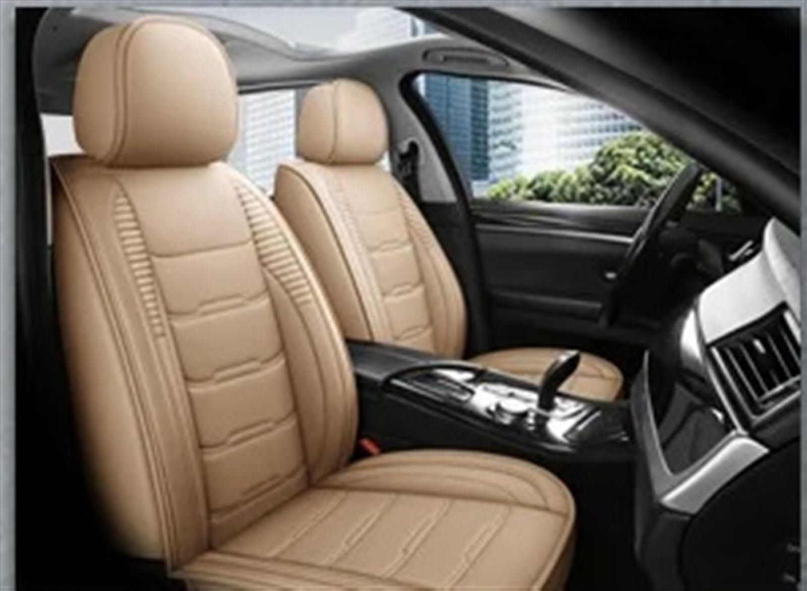 NNBINK Universal Autositzkissen Vier Jahreszeiten Autoabdeckung Sitzkissen Sitzbezug Kissen Auto Komplettset Sitzschutz Kissen Pad Innenraum Autositz Sitzauflagen(Beige) von NNBINK