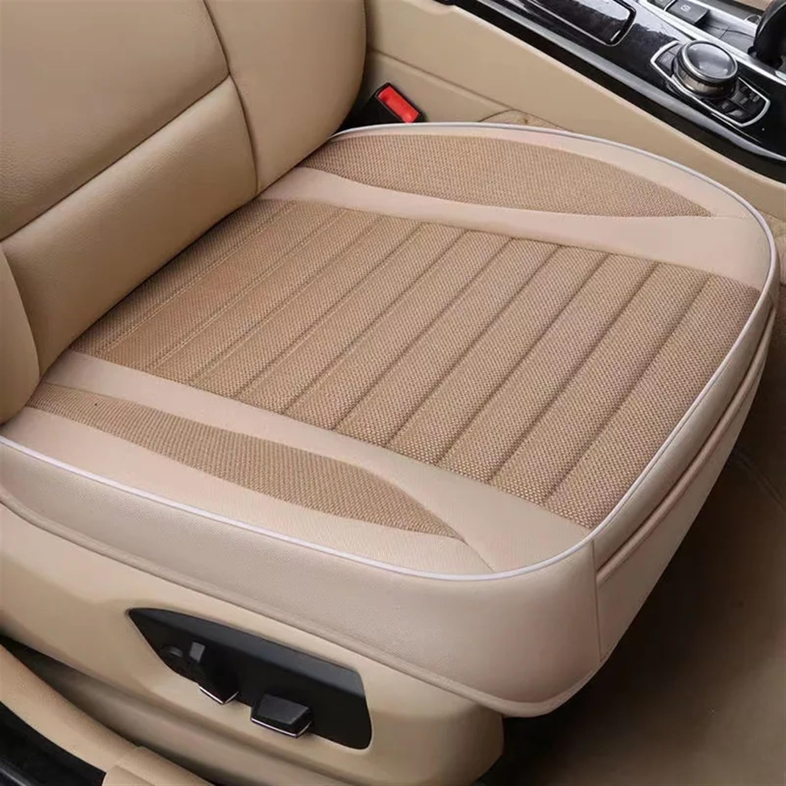 NNBINK Universal Four Seasons Autositzbezug Kissen Stuhlschutz Atmungsaktive Polsterschutz Sitzbezüge Für Auto Auto Vorder-/Rücksitzbezug Autositz Sitzauflagen(Beige,Front) von NNBINK