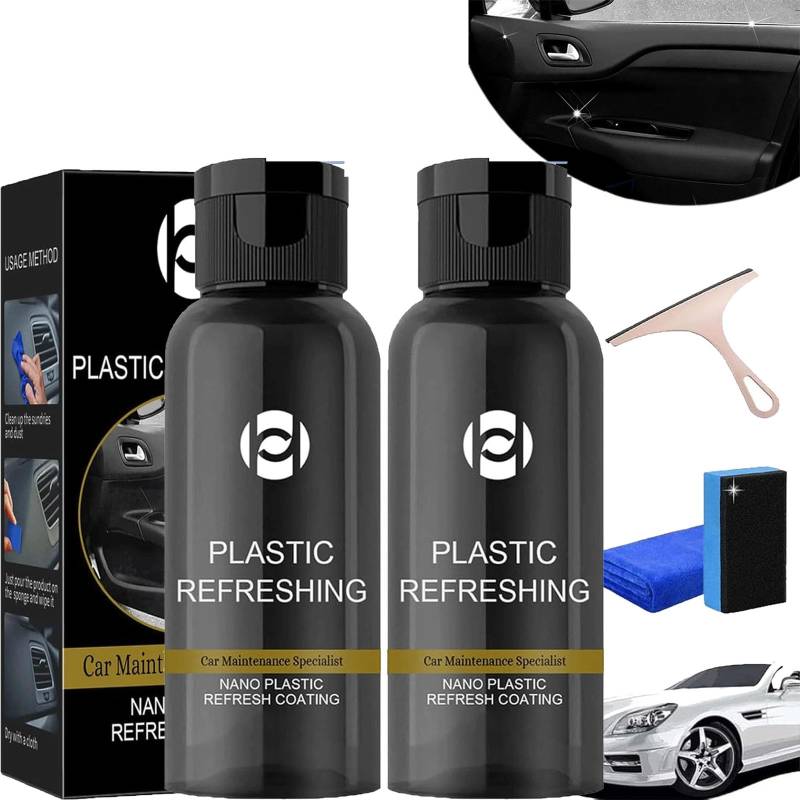 NNBWLMAEE Plastic Revitalizing Coating Agent, Ouhoe Plastic Refreshing, Crystal Coating for Car Plastic Parts, Nano Coating Agent for Car, Quick Restorer (2pcs-50ml) von NNBWLMAEE