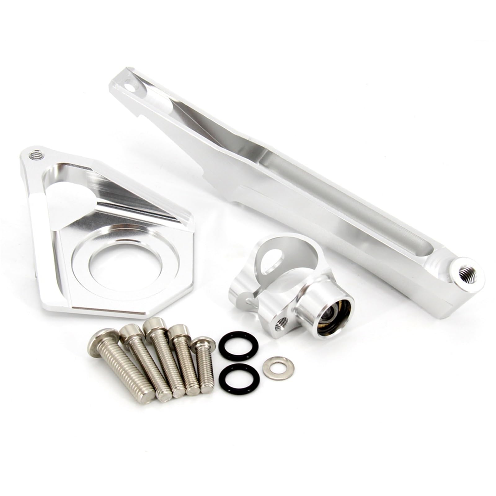 NNJIEUPO Lenkungsdämpfer Stabilisator Kompatibel Mit Yamaha Für YZF-R6 2004 2005 Motorrad Lenkungsstabilisator Dämpfer Montagehalterung Kit Die Moto Lenkungsdämpfer Stoßdämpfer(Silver,B) von NNJIEUPO