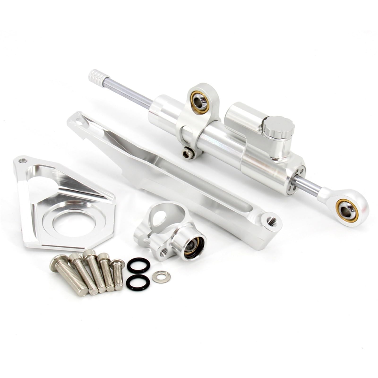 NNJIEUPO Lenkungsdämpfer Stabilisator Kompatibel Mit Yamaha Für YZF-R6 2004 2005 Motorrad Lenkungsstabilisator Dämpfer Montagehalterung Kit Die Moto Lenkungsdämpfer Stoßdämpfer(Silver,C) von NNJIEUPO