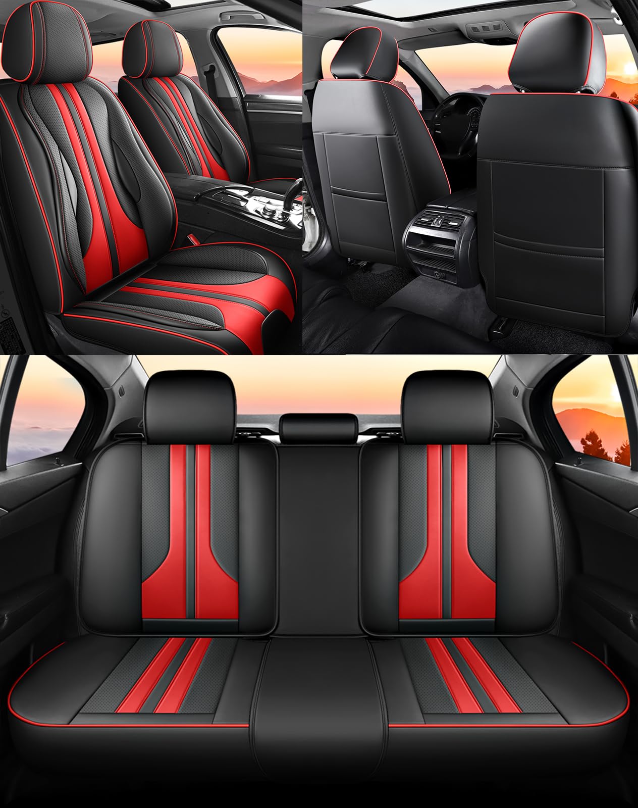 NOBQUA Autositzbezüge Universal Set, Leder Autositzbezug Komplettset, Vordersitze & Rückbank,Universal Fit für die meisten PKW, SUV, Limousinen und LKW NOBQUA Autositzbezüge Universal Set, Leder Autositzbezug Komplettset, Vordersitze & Rückbank,Universal Fit für die meisten PKW, SUV, Limousinen und LKW von NOBQUA