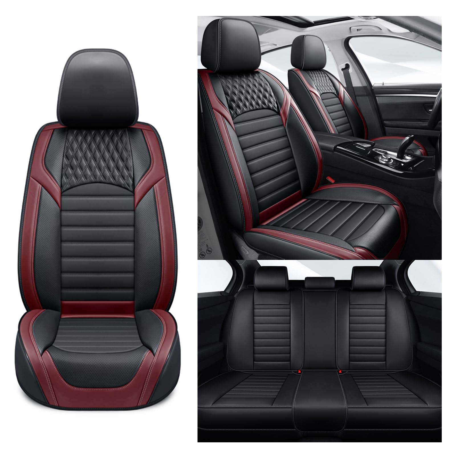 NOBQUA Autositzbezüge Universal Set, Leder Autositzbezug Komplettset, Vordersitze & Rückbank,Universal Fit für die meisten PKW, SUV, Limousinen und LKW NOBQUA Autositzbezüge Universal Set, Leder Autositzbezug Komplettset, Vordersitze & Rückbank,Universal Fit für die meisten PKW, SUV, Limousinen und LKW von NOBQUA