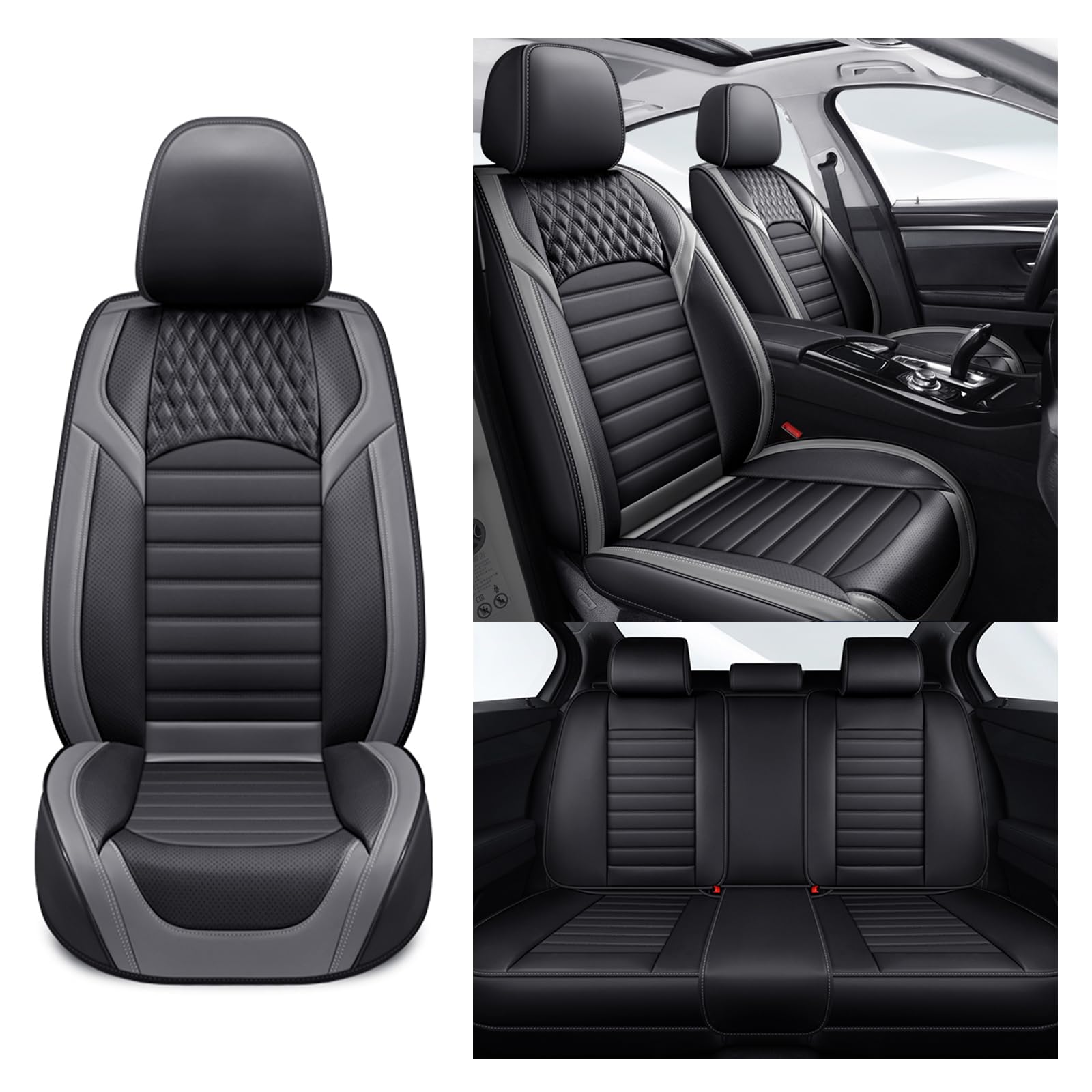 NOBQUA Autositzbezüge Universal Set, Leder Autositzbezug Komplettset, Vordersitze & Rückbank,Universal Fit für die meisten PKW, SUV, Limousinen und LKW NOBQUA Autositzbezüge Universal Set, Leder Autositzbezug Komplettset, Vordersitze & Rückbank,Universal Fit für die meisten PKW, SUV, Limousinen und LKW von NOBQUA