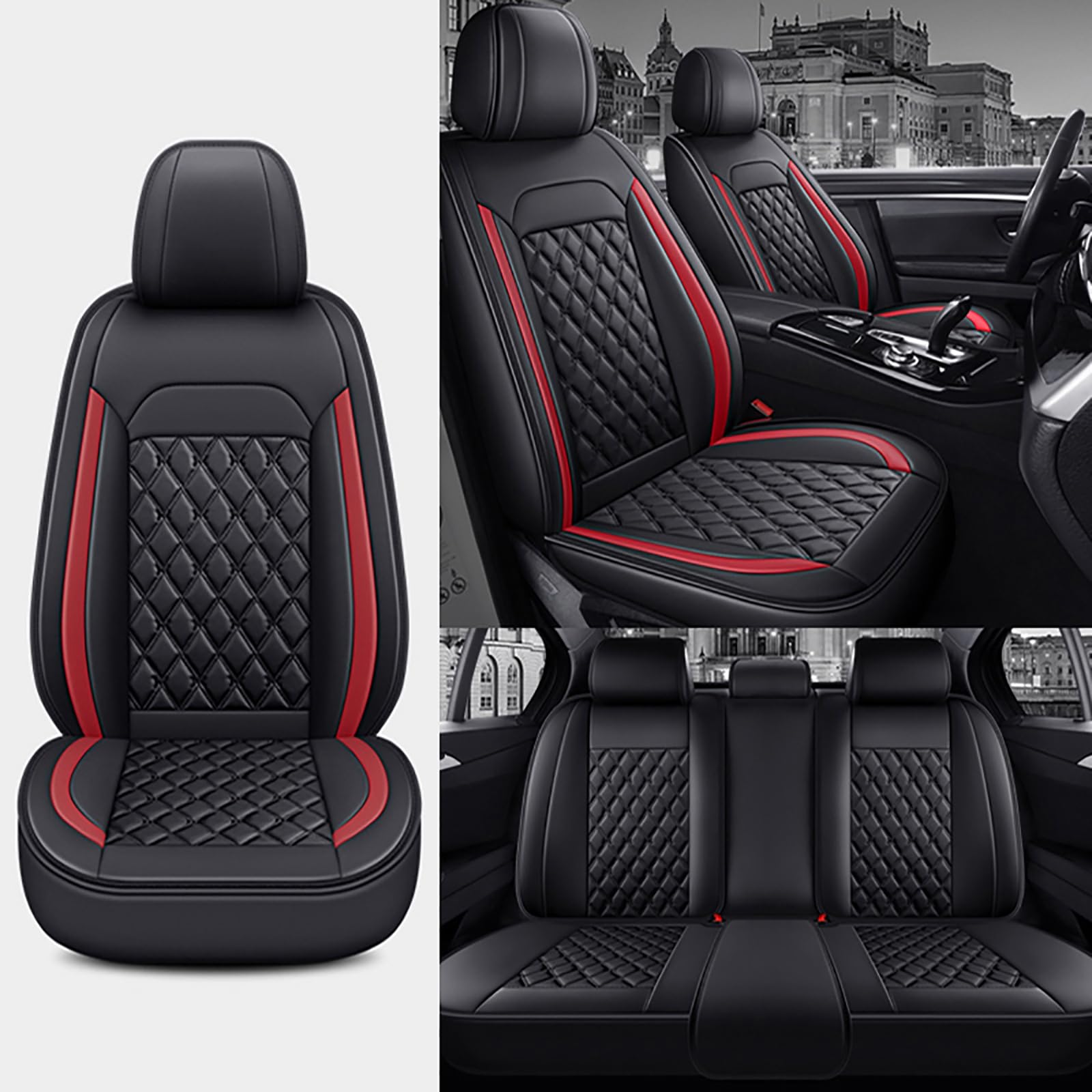 NOBQUA Autositzbezüge Universal Set, Leder Autositzbezug Komplettset, Vordersitze & Rückbank,Universal Fit für die meisten PKW, SUV, Limousinen und LKW NOBQUA Autositzbezüge Universal Set, Leder Autositzbezug Komplettset, Vordersitze & Rückbank,Universal Fit für die meisten PKW, SUV, Limousinen und LKW von NOBQUA