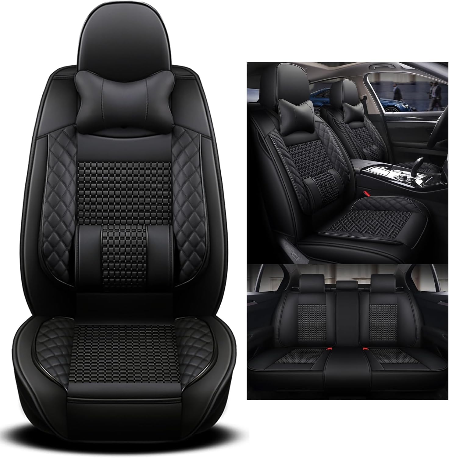 NOBQUA Premium Universelle Autositzbezüge aus PU-Leder für 5 Sitze – Wasserdicht, Kratzfest, Atmungsaktiv, rutschfest, Leicht zu Reinigen–Passend für SUV, Kombi, Limousine, Van–Sitzschutz Komplettset NOBQUA Premium Universelle Autositzbezüge aus PU-Leder für 5 Sitze – Wasserdicht, Kratzfest, Atmungsaktiv, rutschfest, Leicht zu Reinigen–Passend für SUV, Kombi, Limousine, Van–Sitzschutz Komplettset von NOBQUA