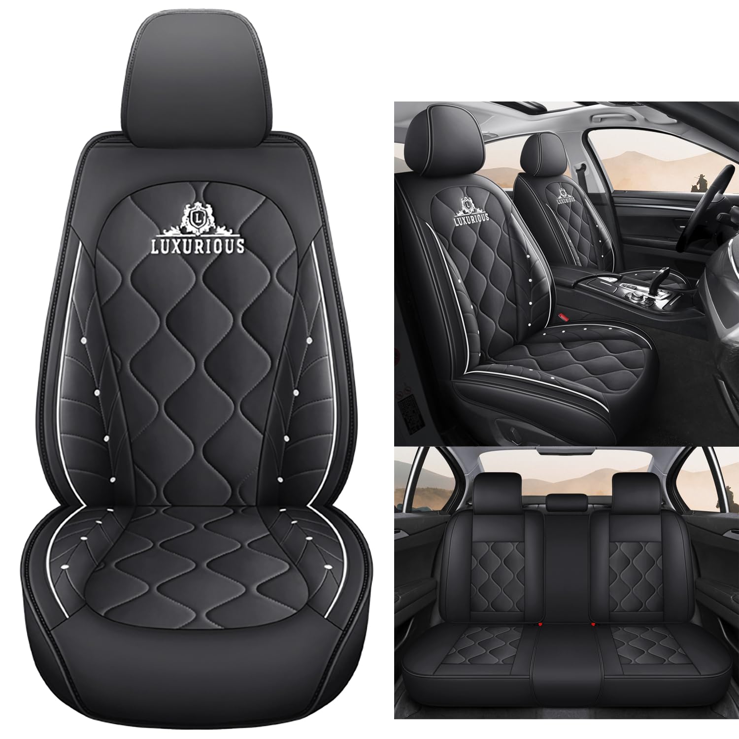 NOBQUA Premium Universelle Autositzbezüge aus PU-Leder für 5 Sitze – Wasserdicht, Kratzfest, Atmungsaktiv, rutschfest, Leicht zu Reinigen–Passend für SUV, Kombi, Limousine, Van–Sitzschutz Komplettset NOBQUA Premium Universelle Autositzbezüge aus PU-Leder für 5 Sitze – Wasserdicht, Kratzfest, Atmungsaktiv, rutschfest, Leicht zu Reinigen–Passend für SUV, Kombi, Limousine, Van–Sitzschutz Komplettset von NOBQUA
