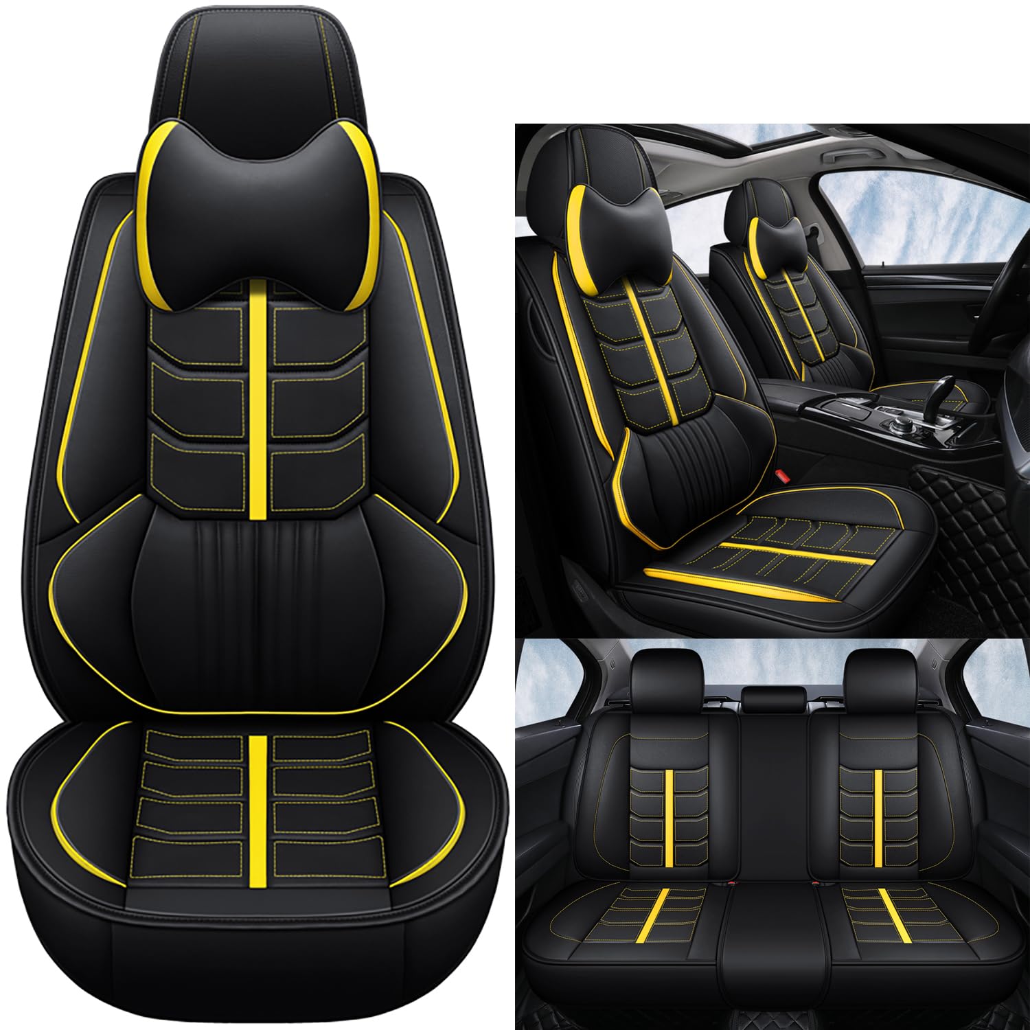 NOBQUA Premium Universelle Autositzbezüge aus PU-Leder für 5 Sitze – Wasserdicht, Kratzfest, Atmungsaktiv, rutschfest, Leicht zu Reinigen–Passend für SUV, Kombi, Limousine, Van–Sitzschutz Komplettset NOBQUA Premium Universelle Autositzbezüge aus PU-Leder für 5 Sitze – Wasserdicht, Kratzfest, Atmungsaktiv, rutschfest, Leicht zu Reinigen–Passend für SUV, Kombi, Limousine, Van–Sitzschutz Komplettset von NOBQUA