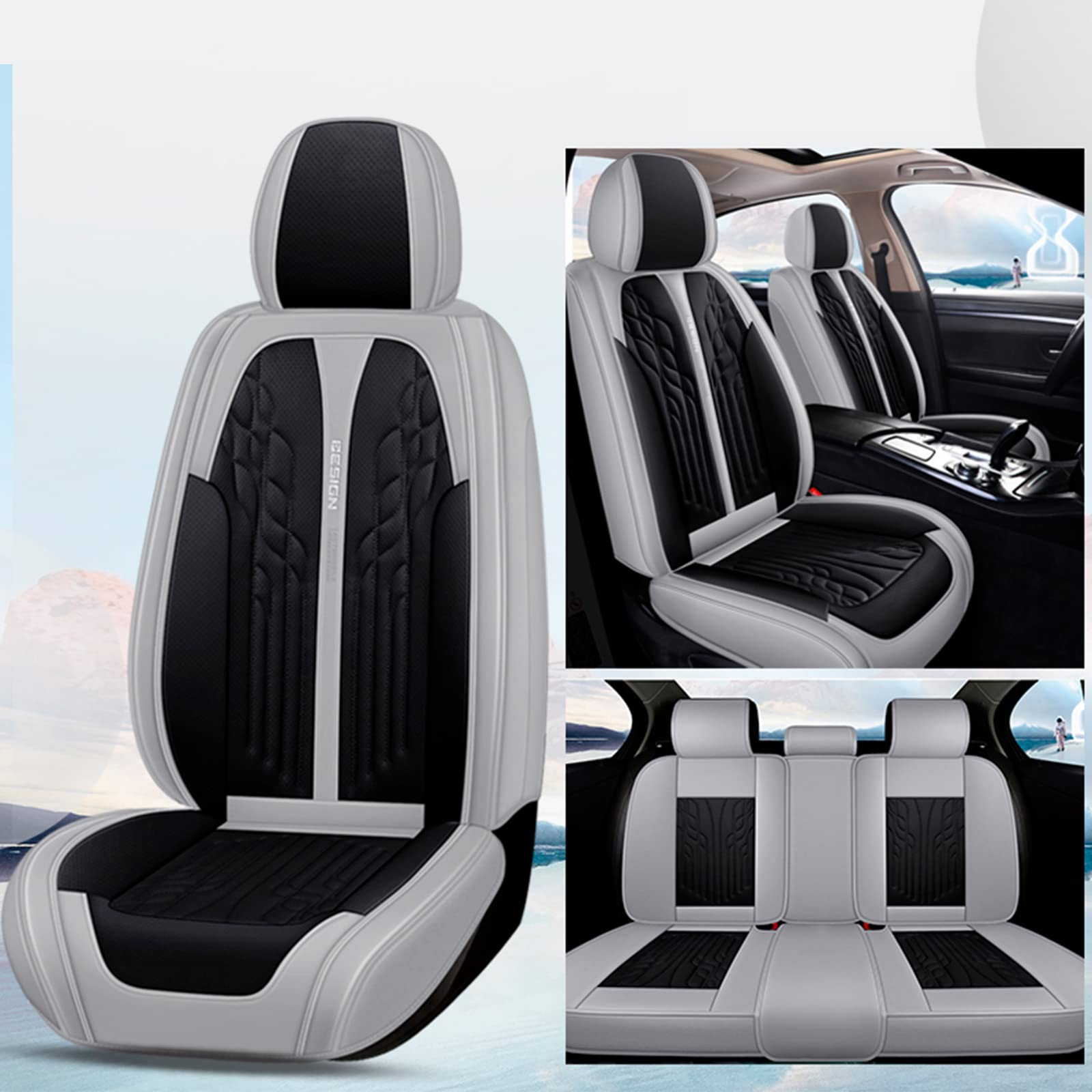 NOBQUA Premium Universelle Autositzbezüge aus PU-Leder für 5 Sitze – Wasserdicht, Kratzfest, Atmungsaktiv, rutschfest, Leicht zu Reinigen–Passend für SUV, Kombi, Limousine, Van–Sitzschutz Komplettset NOBQUA Premium Universelle Autositzbezüge aus PU-Leder für 5 Sitze – Wasserdicht, Kratzfest, Atmungsaktiv, rutschfest, Leicht zu Reinigen–Passend für SUV, Kombi, Limousine, Van–Sitzschutz Komplettset von NOBQUA