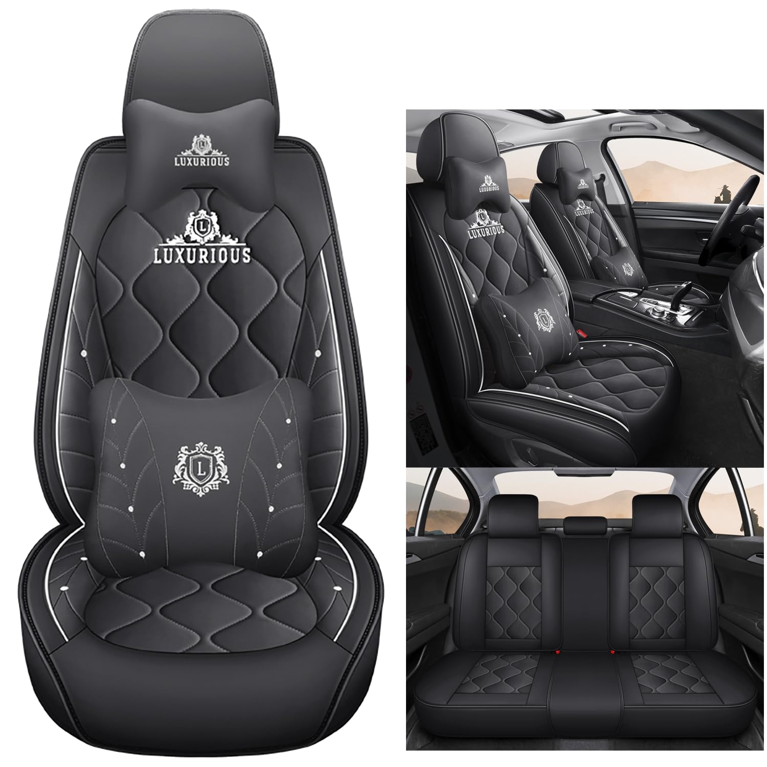 NOBQUA Premium Universelle Autositzbezüge aus PU-Leder für 5 Sitze – Wasserdicht, Kratzfest, Atmungsaktiv, rutschfest, Leicht zu Reinigen–Passend für SUV, Kombi, Limousine, Van–Sitzschutz Komplettset NOBQUA Premium Universelle Autositzbezüge aus PU-Leder für 5 Sitze – Wasserdicht, Kratzfest, Atmungsaktiv, rutschfest, Leicht zu Reinigen–Passend für SUV, Kombi, Limousine, Van–Sitzschutz Komplettset von NOBQUA