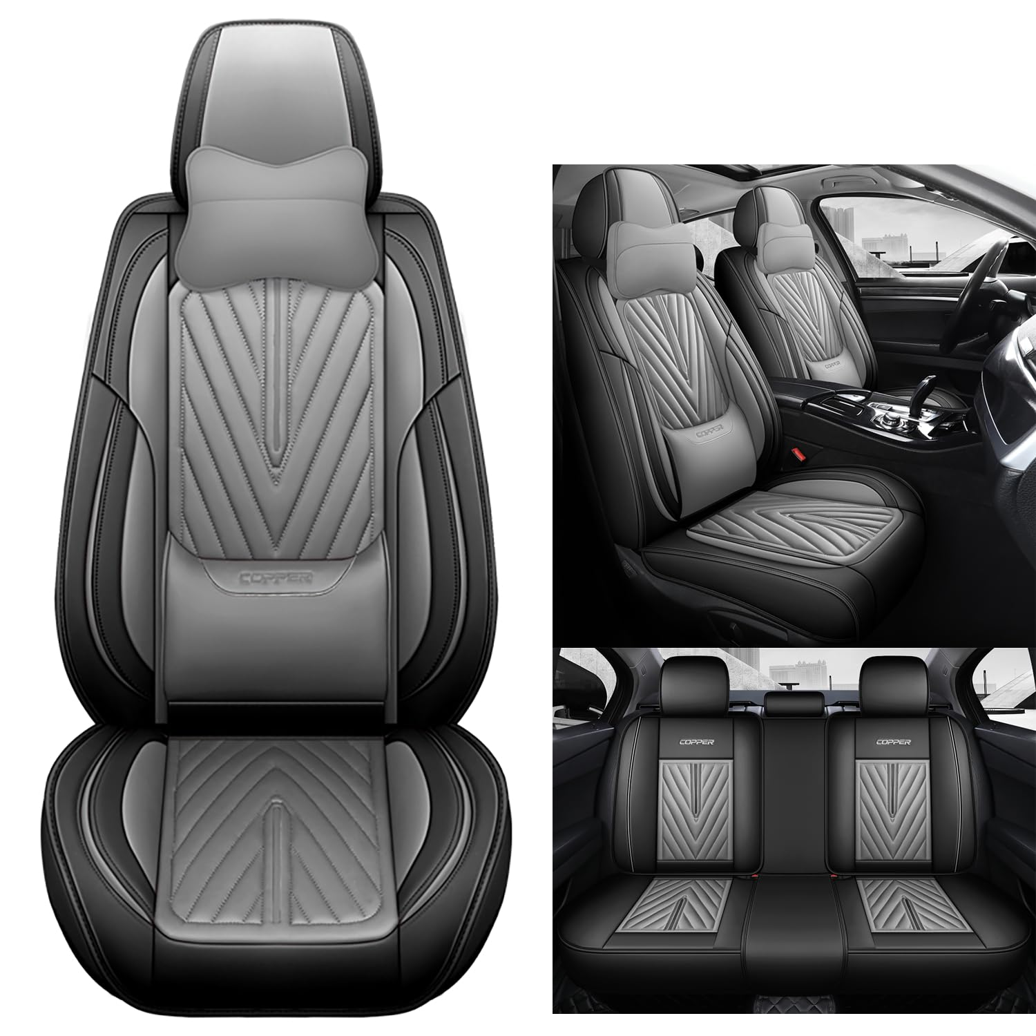 NOBQUA Premium Universelle Autositzbezüge aus PU-Leder für 5 Sitze – Wasserdicht, Kratzfest, Atmungsaktiv, rutschfest, Leicht zu Reinigen–Passend für SUV, Kombi, Limousine, Van–Sitzschutz Komplettset NOBQUA Premium Universelle Autositzbezüge aus PU-Leder für 5 Sitze – Wasserdicht, Kratzfest, Atmungsaktiv, rutschfest, Leicht zu Reinigen–Passend für SUV, Kombi, Limousine, Van–Sitzschutz Komplettset von NOBQUA