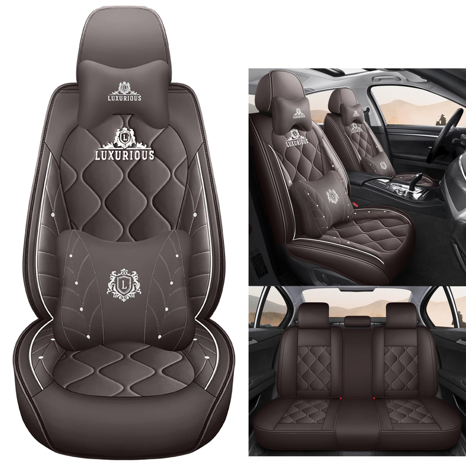 NOBQUA Premium Universelle Autositzbezüge aus PU-Leder für 5 Sitze – Wasserdicht, Kratzfest, Atmungsaktiv, rutschfest, Leicht zu Reinigen–Passend für SUV, Kombi, Limousine, Van–Sitzschutz Komplettset NOBQUA Premium Universelle Autositzbezüge aus PU-Leder für 5 Sitze – Wasserdicht, Kratzfest, Atmungsaktiv, rutschfest, Leicht zu Reinigen–Passend für SUV, Kombi, Limousine, Van–Sitzschutz Komplettset von NOBQUA
