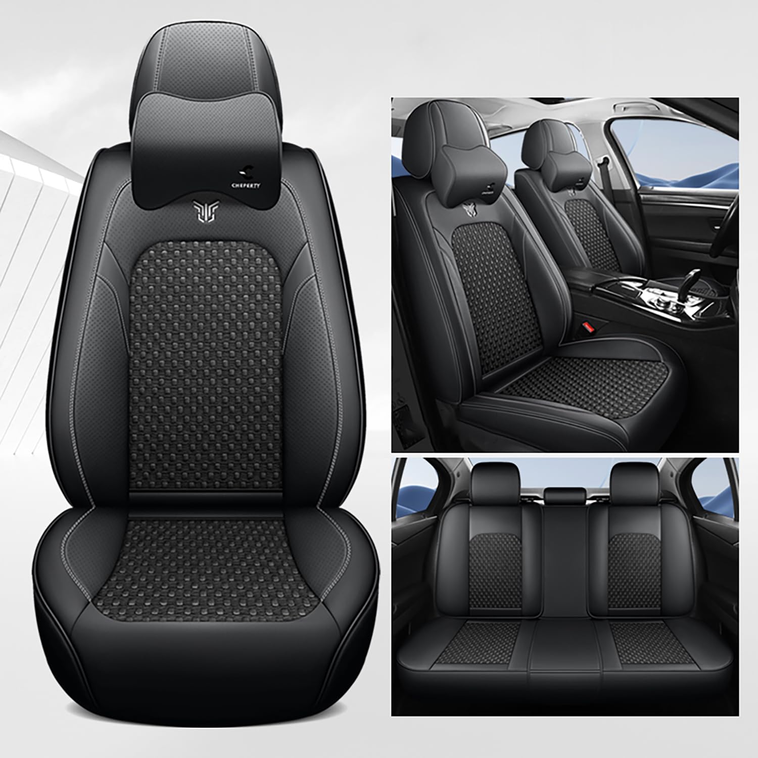 NOBQUA Premium Universelle Autositzbezüge aus PU-Leder für 5 Sitze – Wasserdicht, Kratzfest, Atmungsaktiv, rutschfest, Leicht zu Reinigen–Passend für SUV, Kombi, Limousine, Van–Sitzschutz Komplettset NOBQUA Premium Universelle Autositzbezüge aus PU-Leder für 5 Sitze – Wasserdicht, Kratzfest, Atmungsaktiv, rutschfest, Leicht zu Reinigen–Passend für SUV, Kombi, Limousine, Van–Sitzschutz Komplettset von NOBQUA