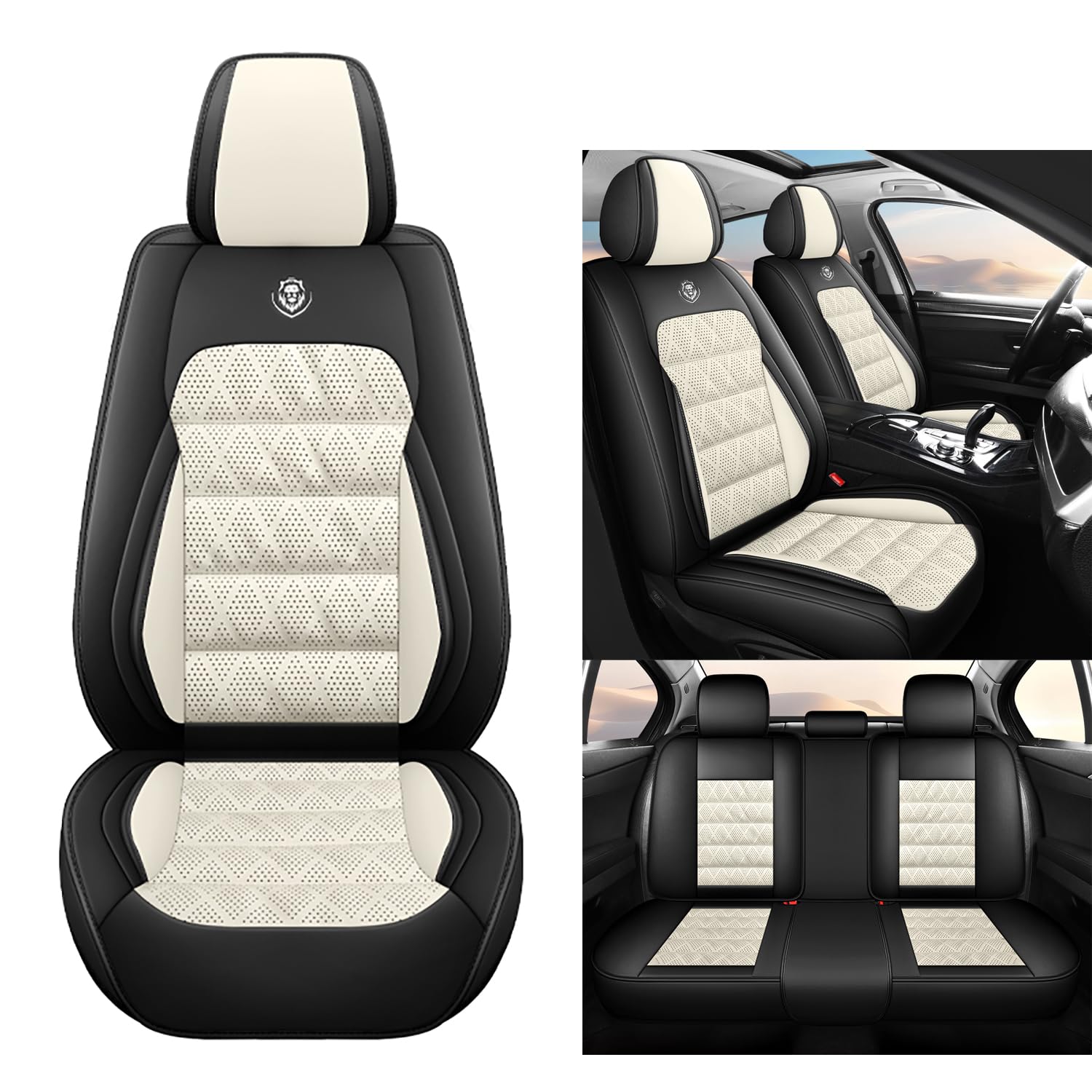 NOBQUA Premium Universelle Autositzbezüge aus PU-Leder für 5 Sitze – Wasserdicht, Kratzfest, Atmungsaktiv, rutschfest, Leicht zu Reinigen–Passend für SUV, Kombi, Limousine, Van–Sitzschutz Komplettset NOBQUA Premium Universelle Autositzbezüge aus PU-Leder für 5 Sitze – Wasserdicht, Kratzfest, Atmungsaktiv, rutschfest, Leicht zu Reinigen–Passend für SUV, Kombi, Limousine, Van–Sitzschutz Komplettset von NOBQUA