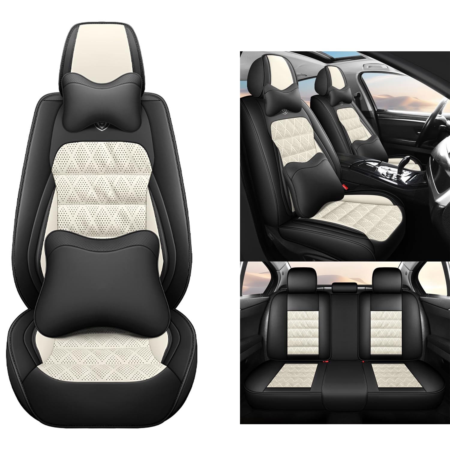 NOBQUA Premium Universelle Autositzbezüge aus PU-Leder für 5 Sitze – Wasserdicht, Kratzfest, Atmungsaktiv, rutschfest, Leicht zu Reinigen–Passend für SUV, Kombi, Limousine, Van–Sitzschutz Komplettset NOBQUA Premium Universelle Autositzbezüge aus PU-Leder für 5 Sitze – Wasserdicht, Kratzfest, Atmungsaktiv, rutschfest, Leicht zu Reinigen–Passend für SUV, Kombi, Limousine, Van–Sitzschutz Komplettset von NOBQUA