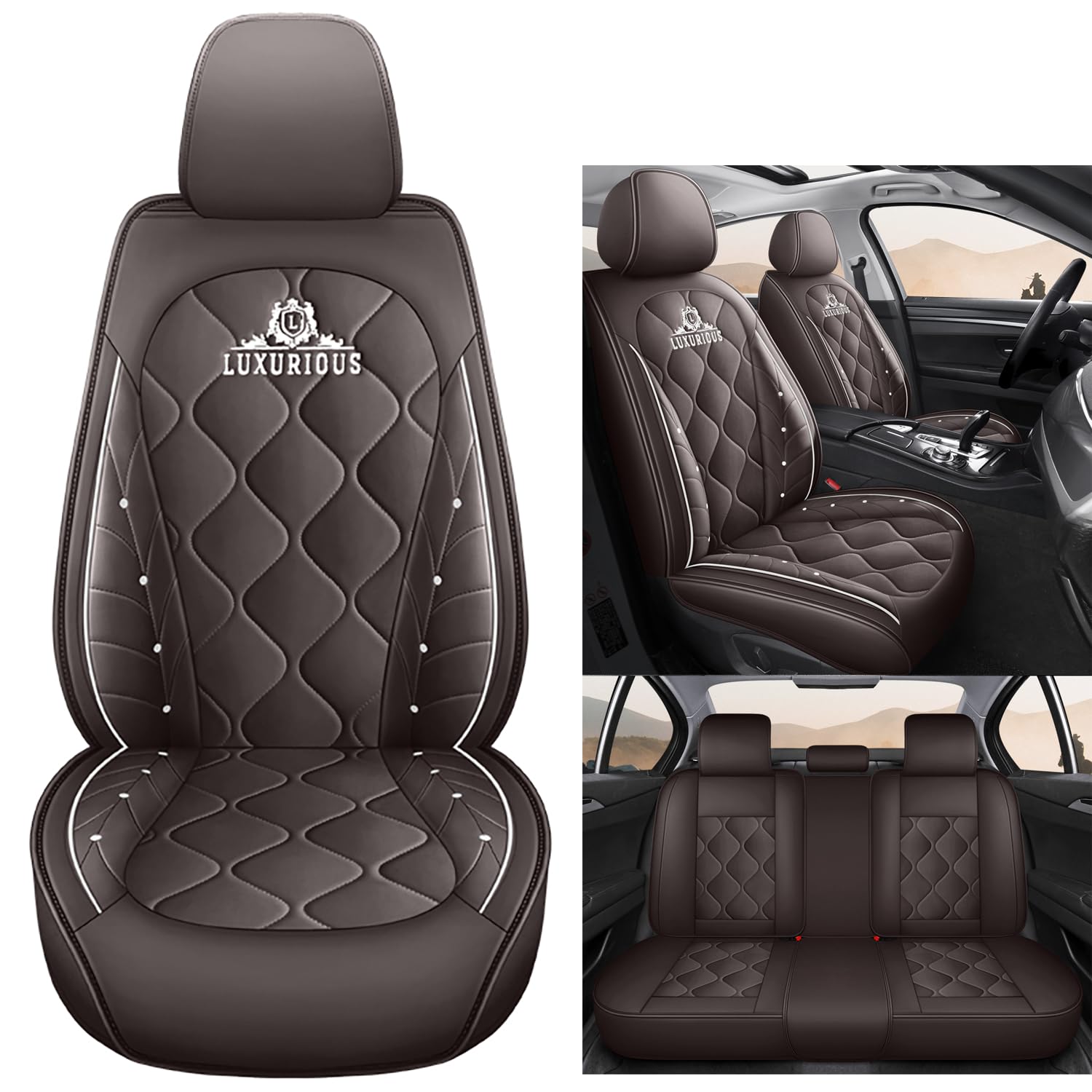 NOBQUA Premium Universelle Autositzbezüge aus PU-Leder für 5 Sitze – Wasserdicht, Kratzfest, Atmungsaktiv, rutschfest, Leicht zu Reinigen–Passend für SUV, Kombi, Limousine, Van–Sitzschutz Komplettset NOBQUA Premium Universelle Autositzbezüge aus PU-Leder für 5 Sitze – Wasserdicht, Kratzfest, Atmungsaktiv, rutschfest, Leicht zu Reinigen–Passend für SUV, Kombi, Limousine, Van–Sitzschutz Komplettset von NOBQUA