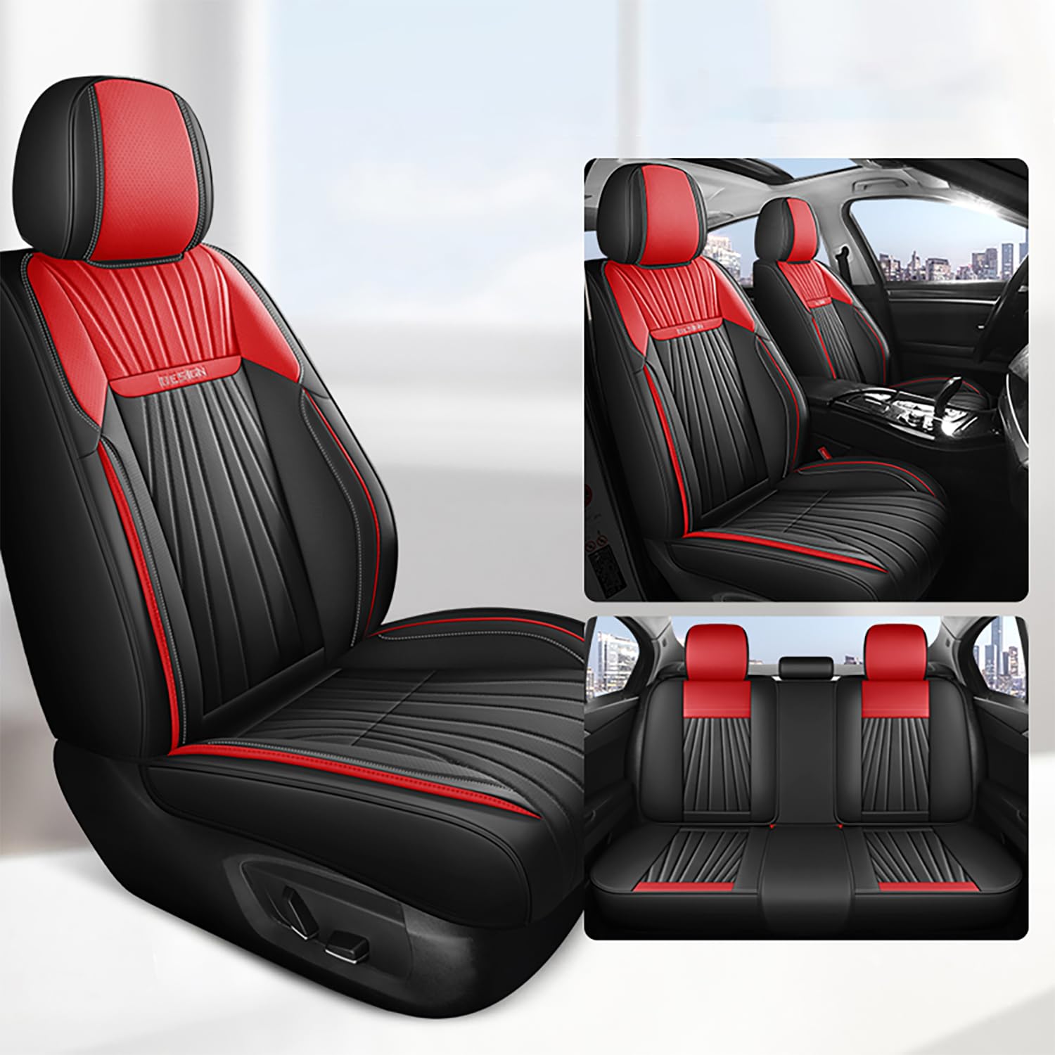 NOBQUA Premium Universelle Autositzbezüge aus PU-Leder für 5 Sitze – Wasserdicht, Kratzfest, Atmungsaktiv, rutschfest, Leicht zu Reinigen–Passend für SUV, Kombi, Limousine, Van–Sitzschutz Komplettset NOBQUA Premium Universelle Autositzbezüge aus PU-Leder für 5 Sitze – Wasserdicht, Kratzfest, Atmungsaktiv, rutschfest, Leicht zu Reinigen–Passend für SUV, Kombi, Limousine, Van–Sitzschutz Komplettset von NOBQUA