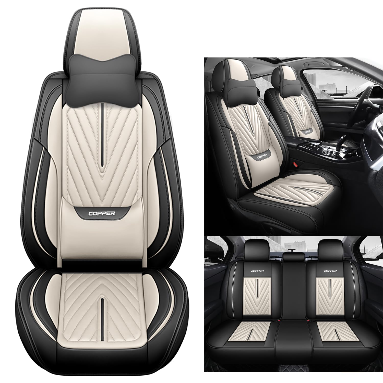NOBQUA Premium Universelle Autositzbezüge aus PU-Leder für 5 Sitze – Wasserdicht, Kratzfest, Atmungsaktiv, rutschfest, Leicht zu Reinigen–Passend für SUV, Kombi, Limousine, Van–Sitzschutz Komplettset NOBQUA Premium Universelle Autositzbezüge aus PU-Leder für 5 Sitze – Wasserdicht, Kratzfest, Atmungsaktiv, rutschfest, Leicht zu Reinigen–Passend für SUV, Kombi, Limousine, Van–Sitzschutz Komplettset von NOBQUA