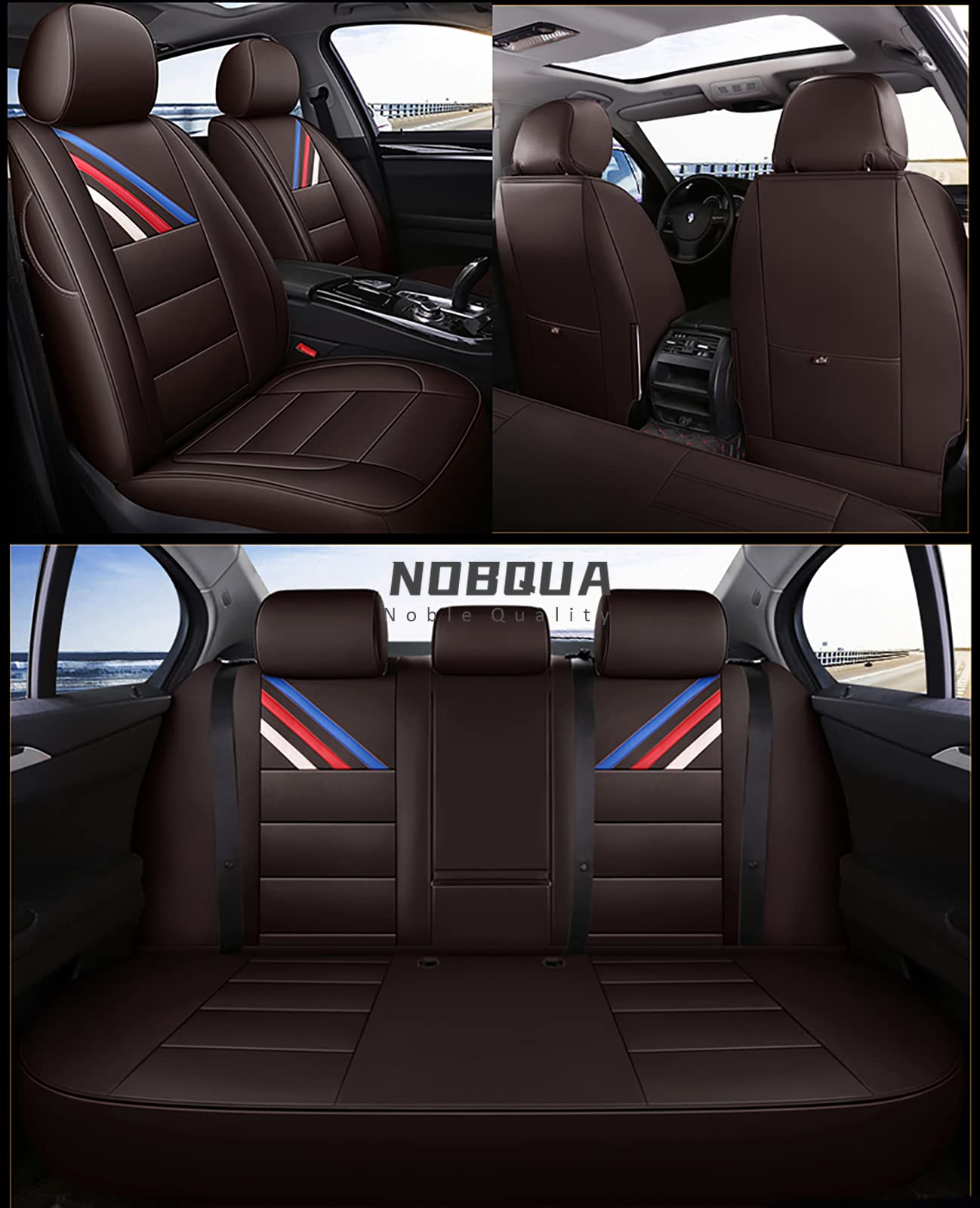 NOBQUA Sitzbezüge Auto Autositzbezüge Universal Set für BMW X5 E53 E70 F15 G05 X6 E71 E72 F16 G06 X7 G07 Auto Zubehör von NOBQUA