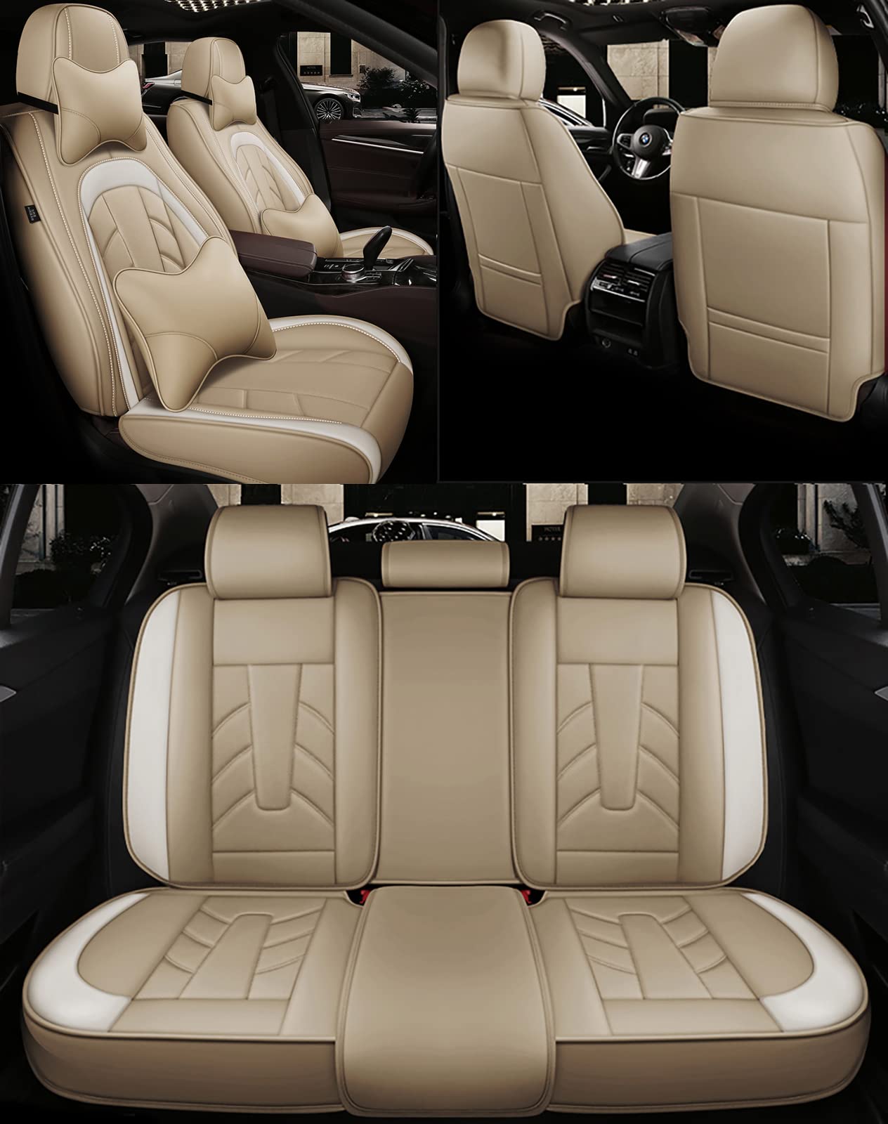 NOBQUA Sitzbezüge Auto Autositzbezüge Universal Set für Jaguar XF 25t R-Sport Limousine(X260)/XF S Limousine(X260)/XF S 30d/XFL/XF 300 Sport Limousine(X260)/XF P300 R-Dynamic von NOBQUA
