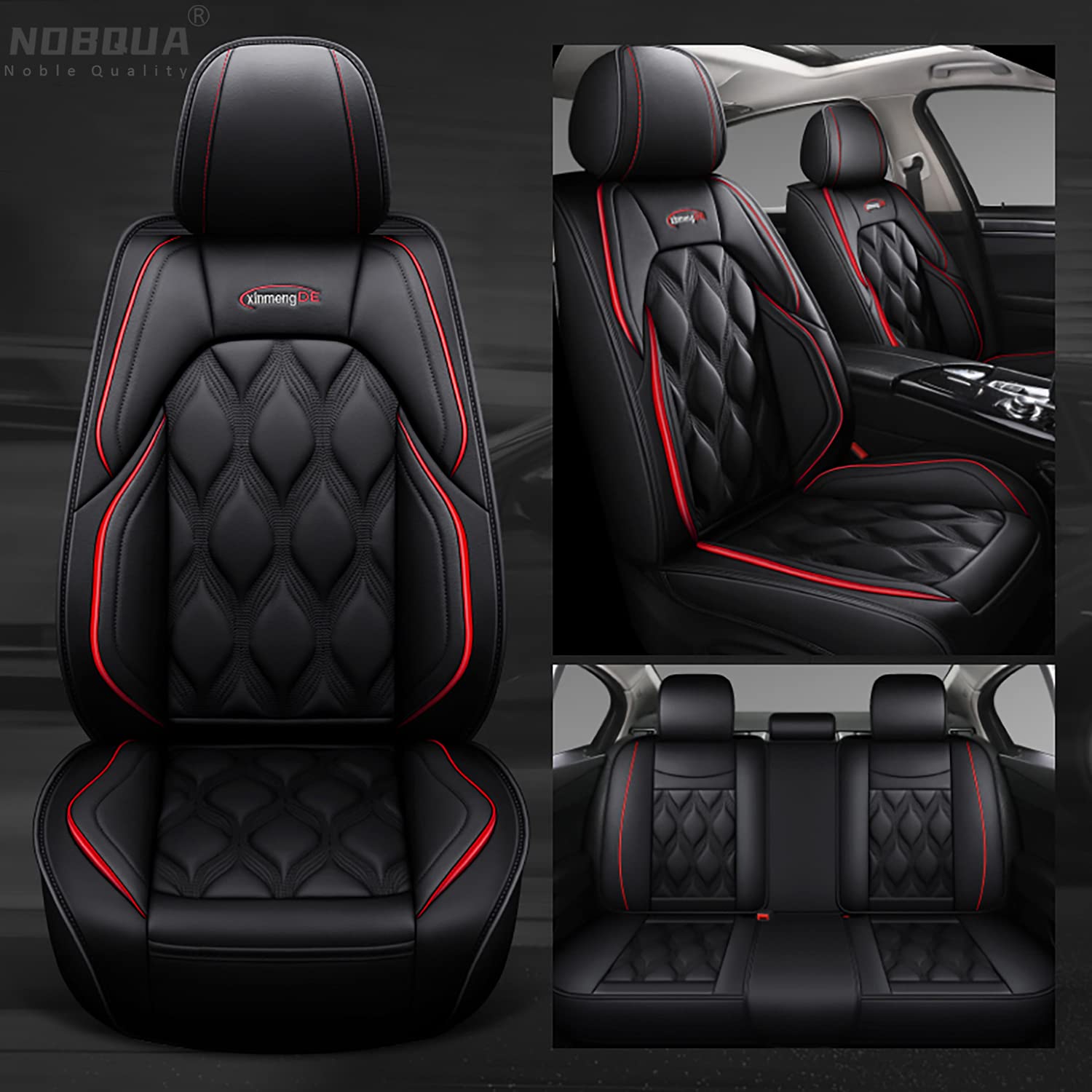 NOBQUA Sitzbezüge Auto Autositzbezüge Universal Set für Mercedes Benz GLS AMG AMG GLS 63 EQS AMG GT Concept AMG ONE Auto Zubehör, Schwarz-Rot Standard von NOBQUA