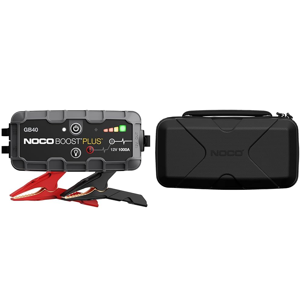 NOCO Boost Plus GB40 1000A 12V UltraSafe Starthilfe Powerbank & GBC101 Boost X Eva-Schutzhülle für GBX45 UltraSafe-Lithium-Starthilfen von NOCO
