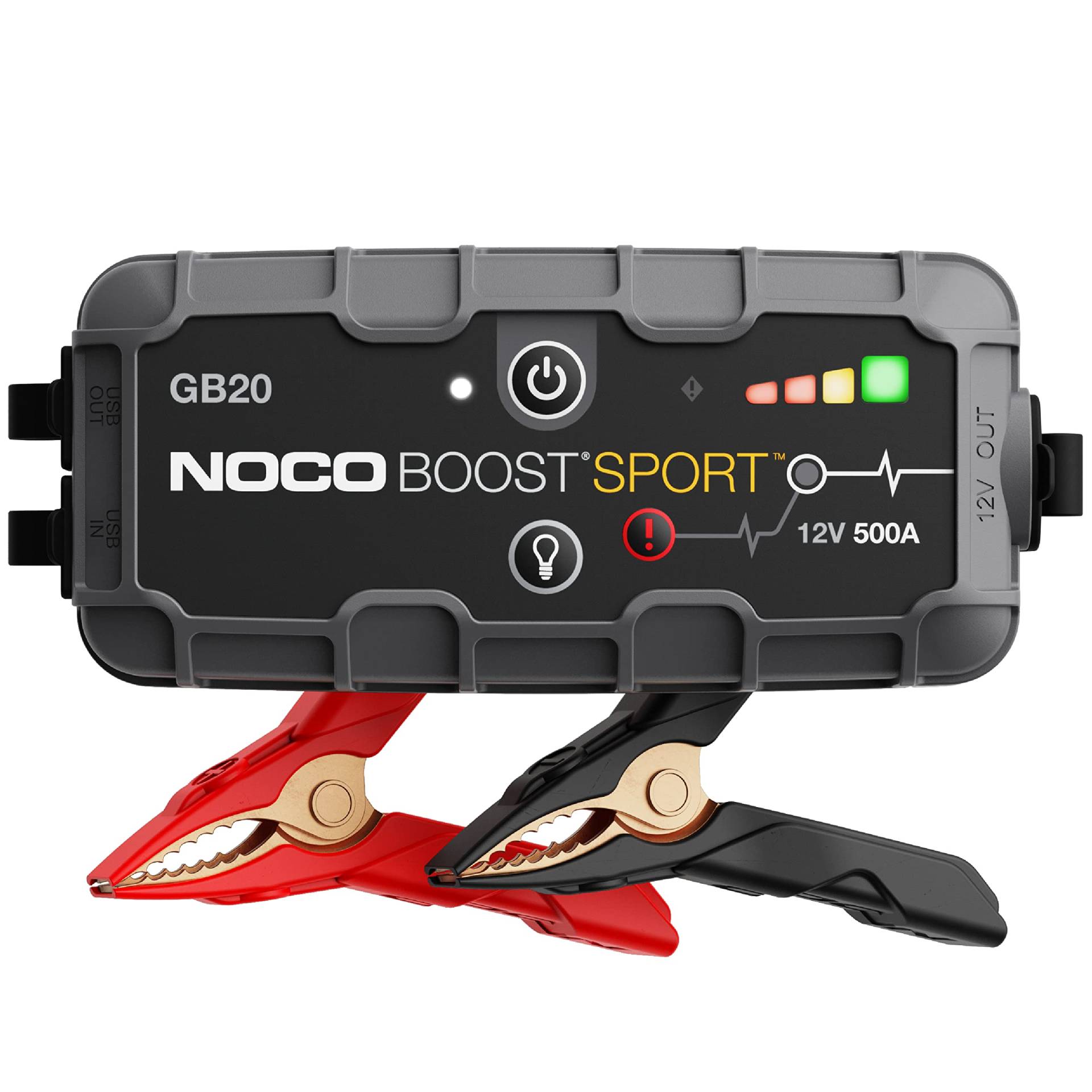 NOCO Boost Sport GB20 500A 12V UltraSafe Starthilfe Powerbank, Lithium-Starthilfebox, Kfz-Batterie-Booster und HD-Starthilfekabel für Benzinmotoren bis zu 4,0 Litern Hubraum von NOCO