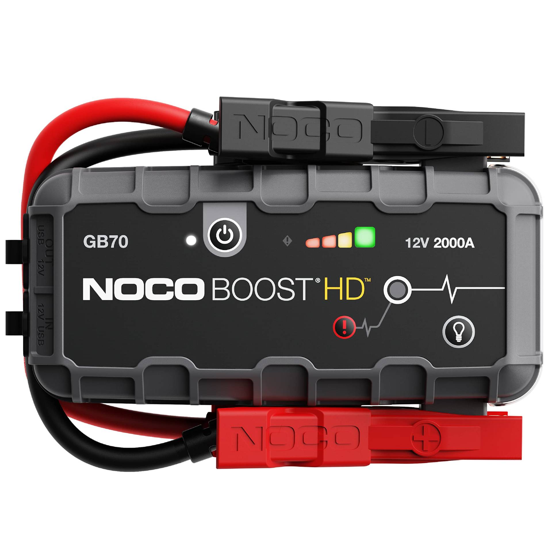 NOCO Boost HD GB70 2000A 12V UltraSafe Starthilfe Powerbank, Auto Batterie Booster, Tragbare USB Ladegerät, Starthilfekabel und Überbrückungskabel für bis zu 8,0L Benzin und 6,0L Dieselmotoren von NOCO