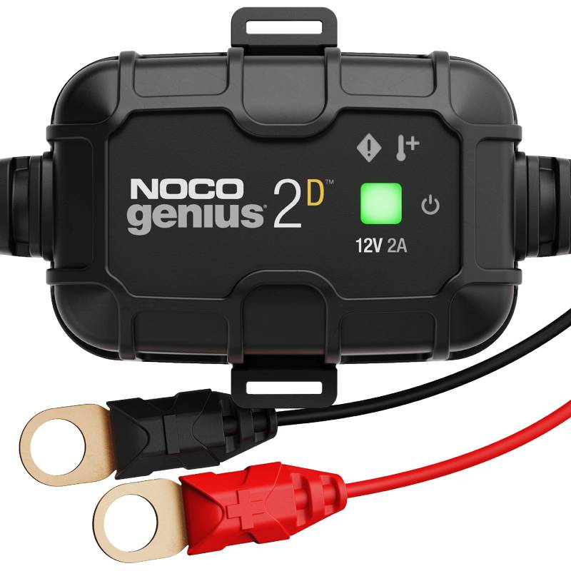 NOCO GENIUS2DEU, 2A Autobatterie Ladegerät, 12V Bordladegerät mit Direktmontage, Erhaltungsladegerät, Batterieerhaltungsgerät und Desulfator für AGM, Gel, Start und Stopp und EFB Batterien von NOCO