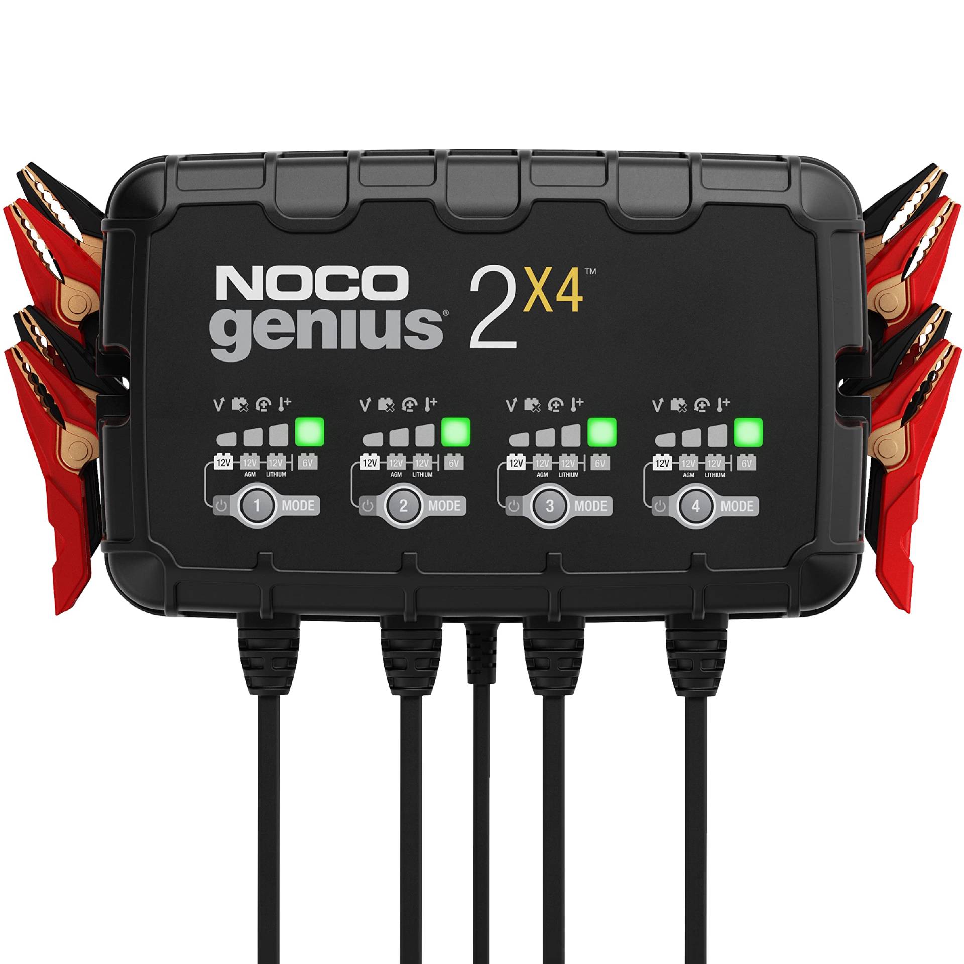 NOCO GENIUS2X4, 8A (2A/Bank) Ladegerät, 6V/12V Batterieladegerät, Erhaltungsladegerät und Desulfator mit Temperaturkompensation von NOCO