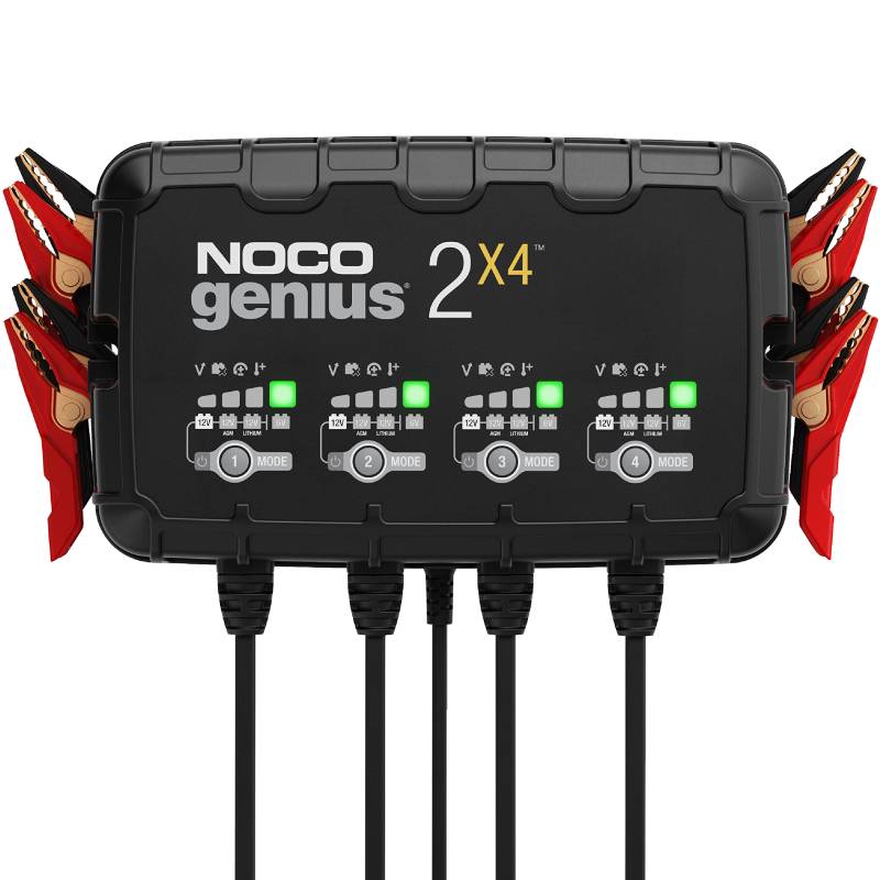 NOCO GENIUS2X4, 8A (2A/Bank) Autobatterie Ladegerät, 6V und 12V Batterieladegerät, Erhaltungsladegerät, Batterieerhaltungsgerät und Desulfator für AGM, Gel, Start und Stopp, EFB und Lithium Batterien von NOCO