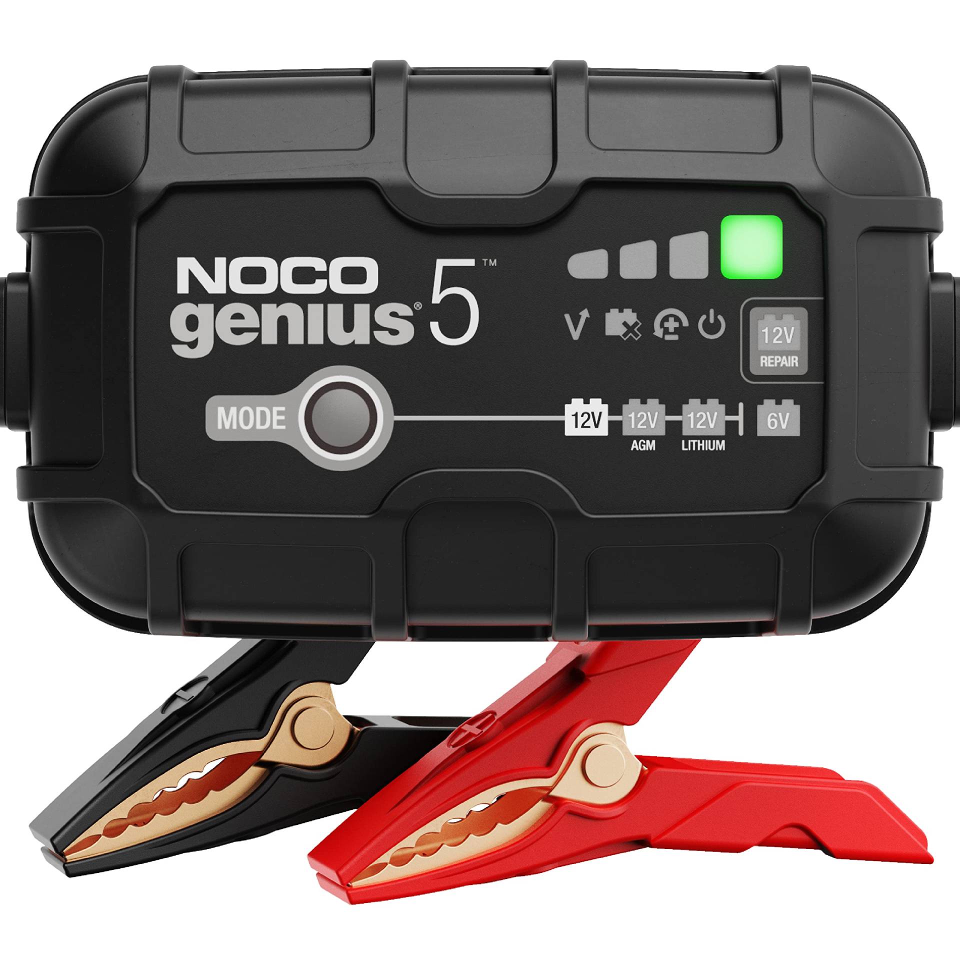 NOCO GENIUS5: 5A Intelligentes Batterieladegerät, 6V/12V Ladegerät, Erhaltungsladegerät und Desulfator mit Temperaturkompensation NOCO GENIUS5: 5A Intelligentes Batterieladegerät, 6V/12V Ladegerät, Erhaltungsladegerät und Desulfator mit Temperaturkompensation von NOCO