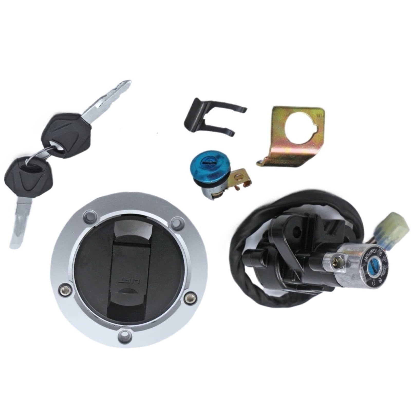 NOEyoue Zündschloss Kompatibel Mit Suzuki Für GSF1200 Für Bandit1200 2006 Für SFV650 2009–2015 Motorrad-Zündung Für Tankdeckel-Abdeckung Für Sitzschloss-Set(Complete Set) von NOEyoue